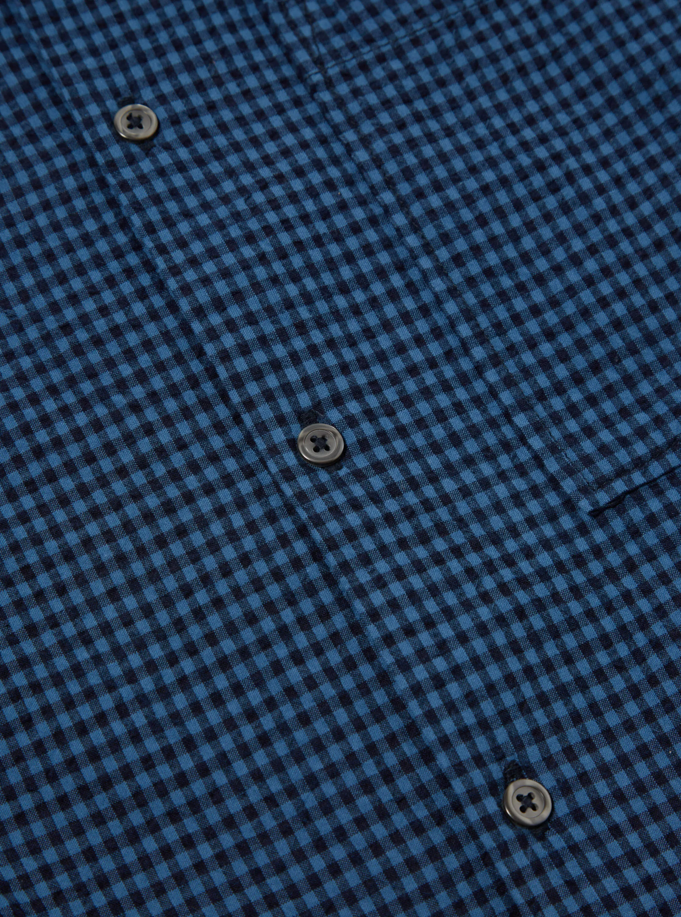 Universal Works L/S Camp Shirt in Navy Gingham Seersucker sold by Universal Works product image thumbnail 5