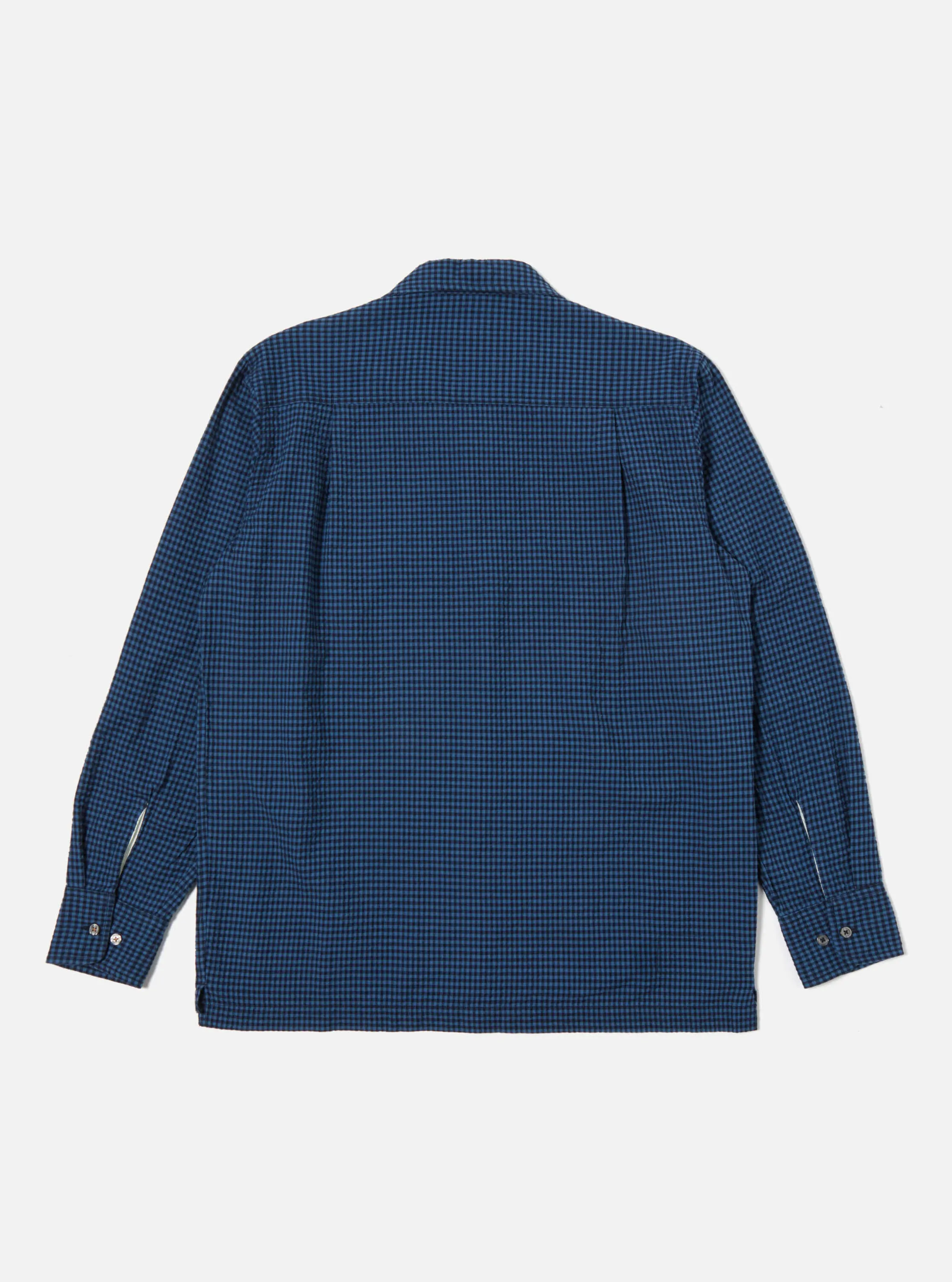 Universal Works L/S Camp Shirt in Navy Gingham Seersucker sold by Universal Works product image thumbnail 3