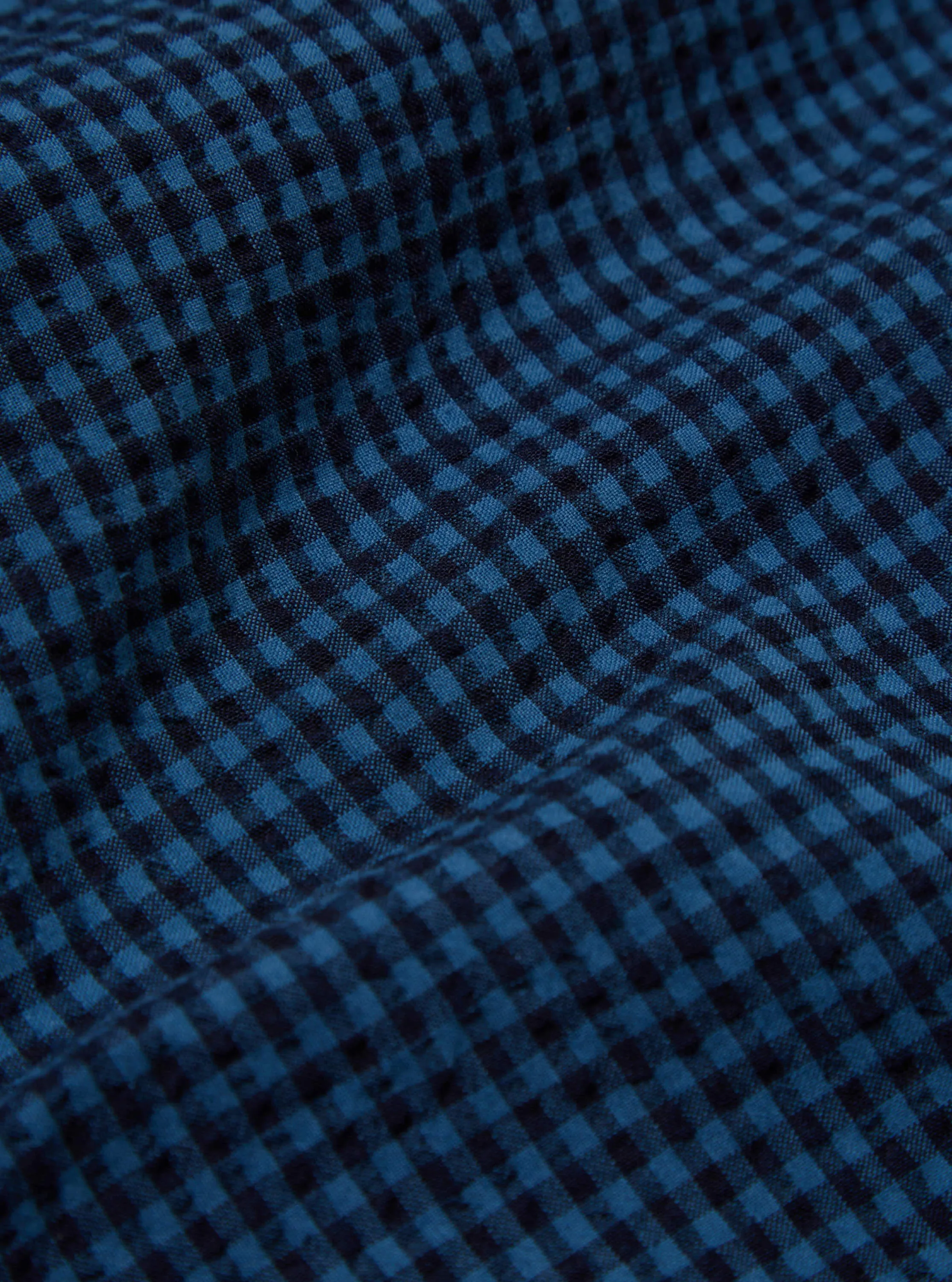Universal Works Western Garage Shirt in Navy Gingham Seersucker sold by Universal Works product image thumbnail 5