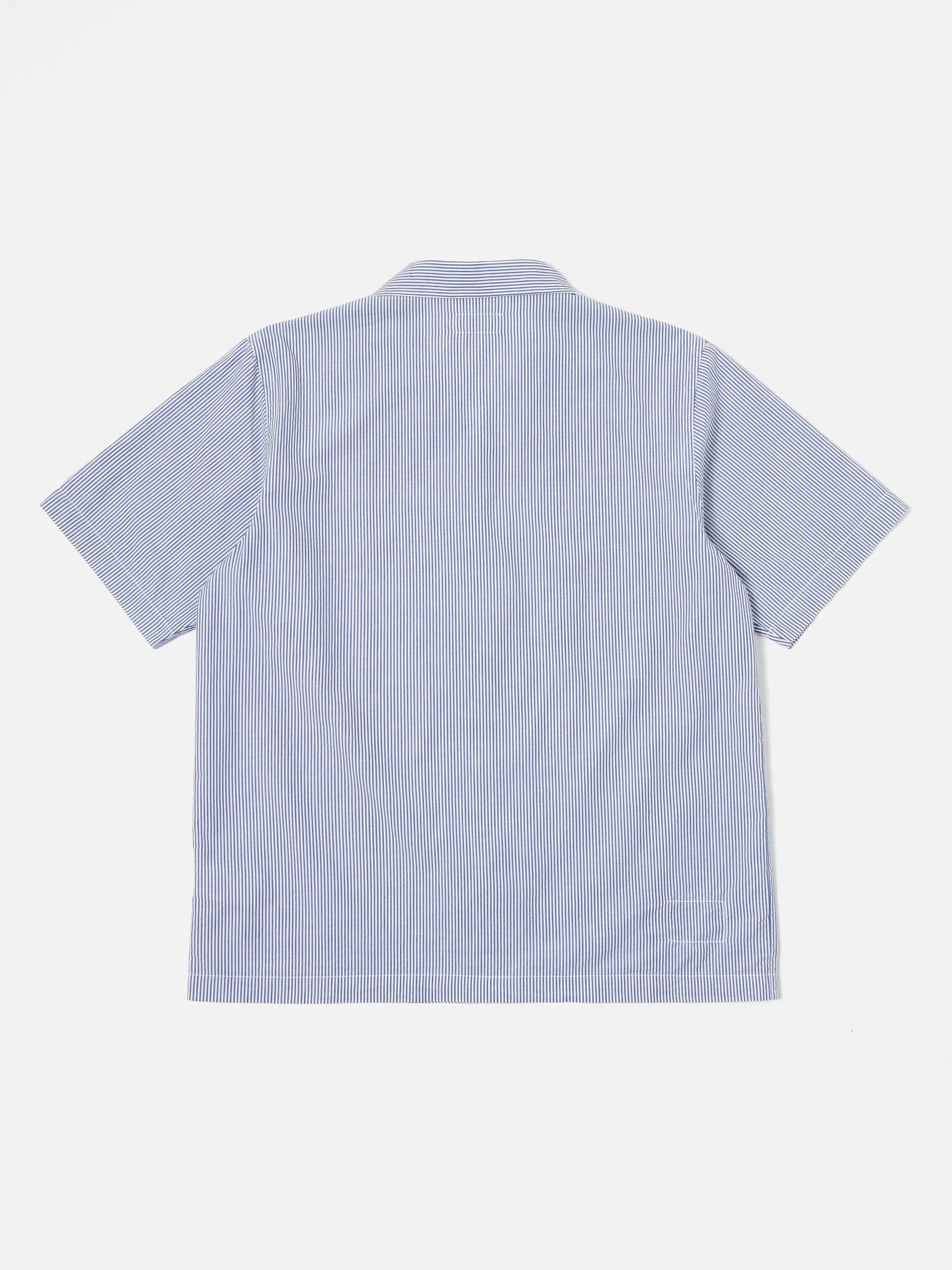 Universal Works Road Shirt in Blue Embroidered Classic Stripe sold by Universal Works product image thumbnail 3