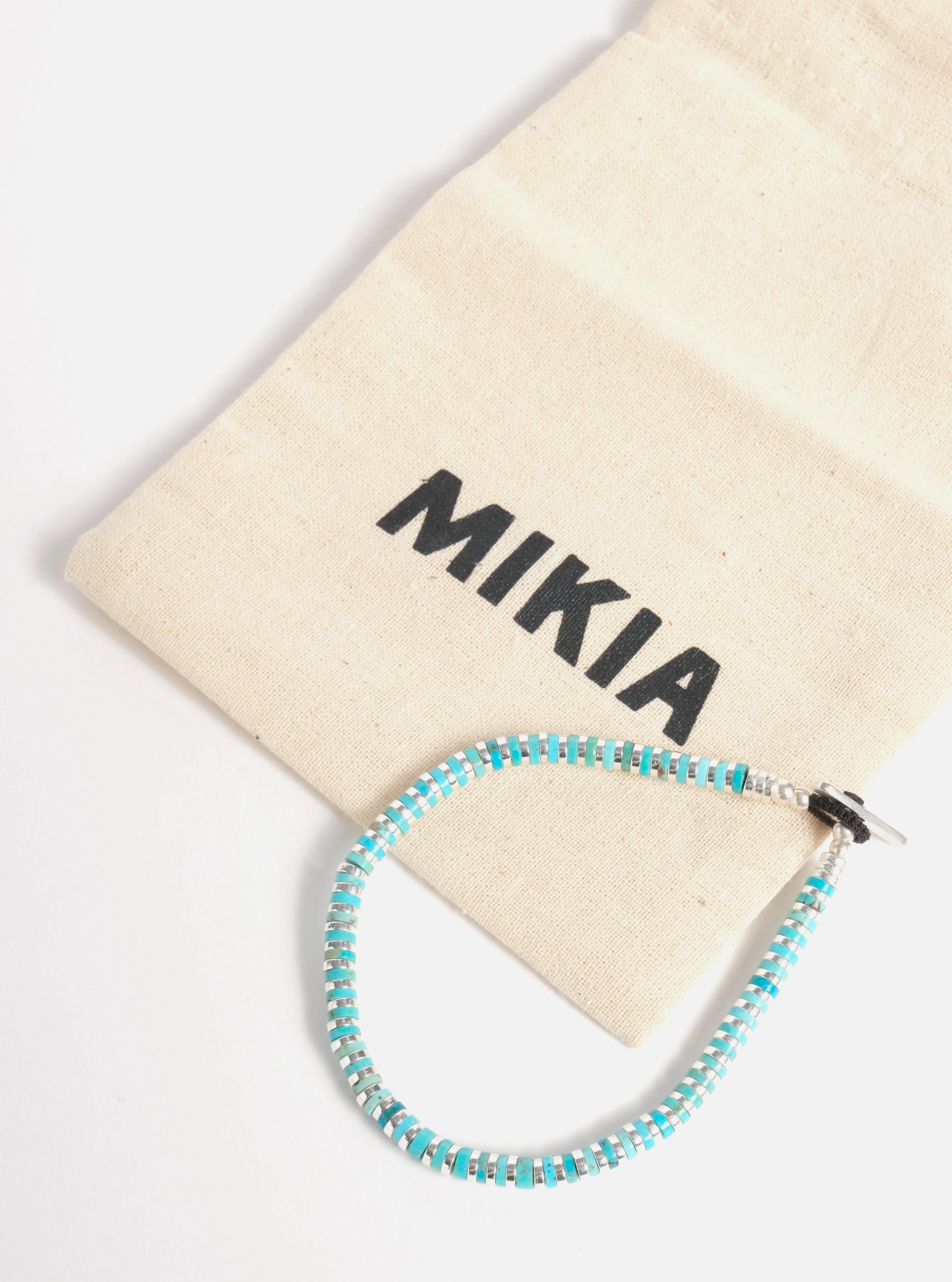 Mikia Heishi Bracelet in Turquoise/Hematite/Sterling Silver sold by Universal Works product image thumbnail 2