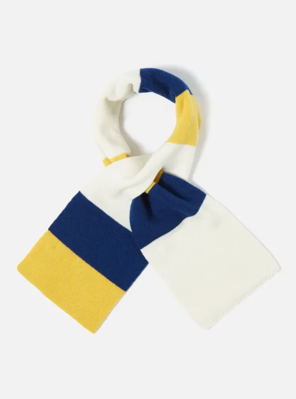 Ecru/Yellow/Blue Soft Wool Deluxe Football Scarf sold by Universal Works