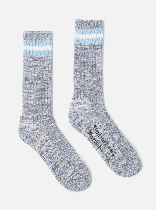 Cornish Blue Cotton Everyday Stripe Sock made by Universal Works