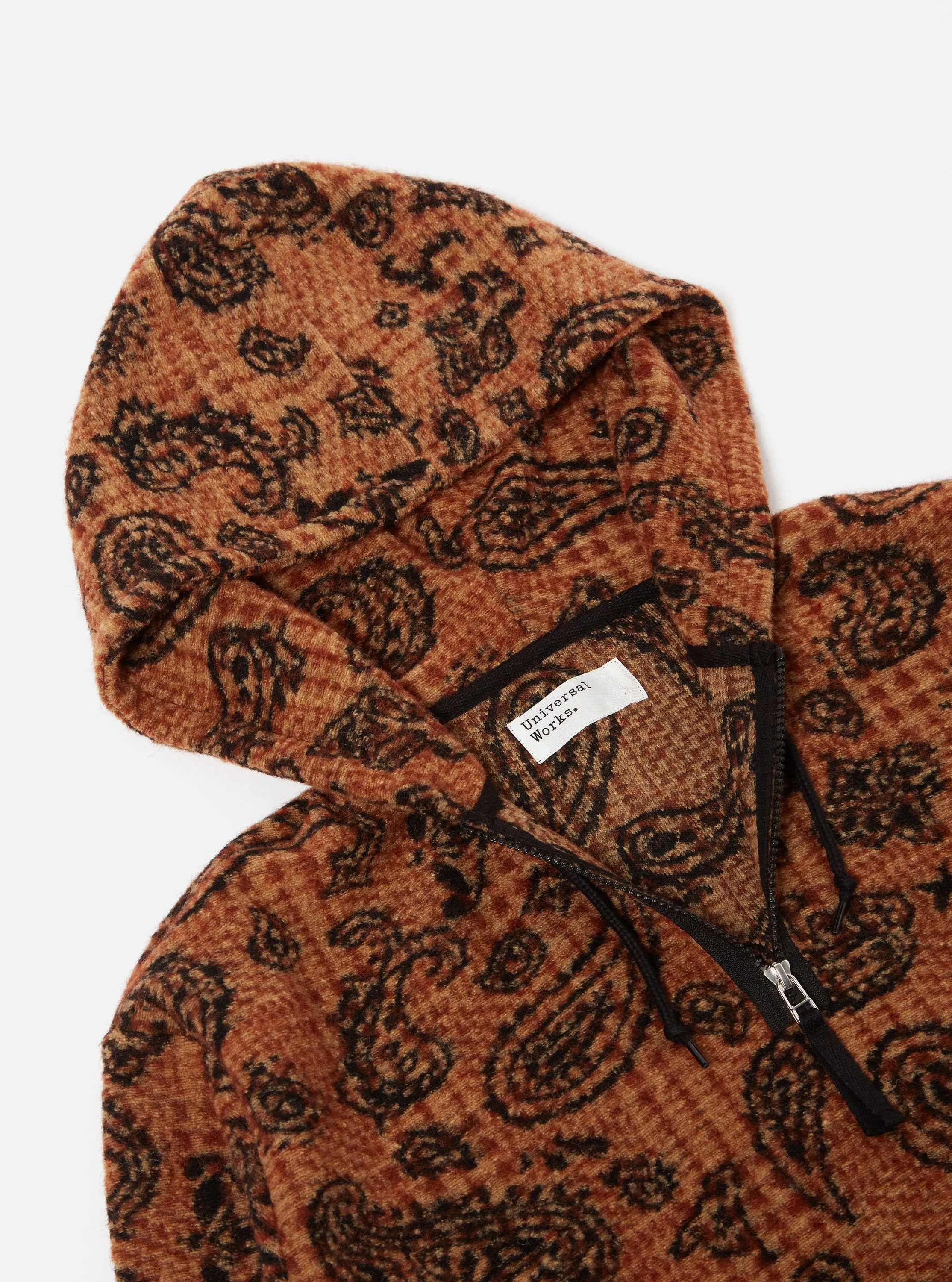 Universal Works Beach Hoodie in Cinnamon Paisley Check Fleece sold by Universal Works product image thumbnail 3