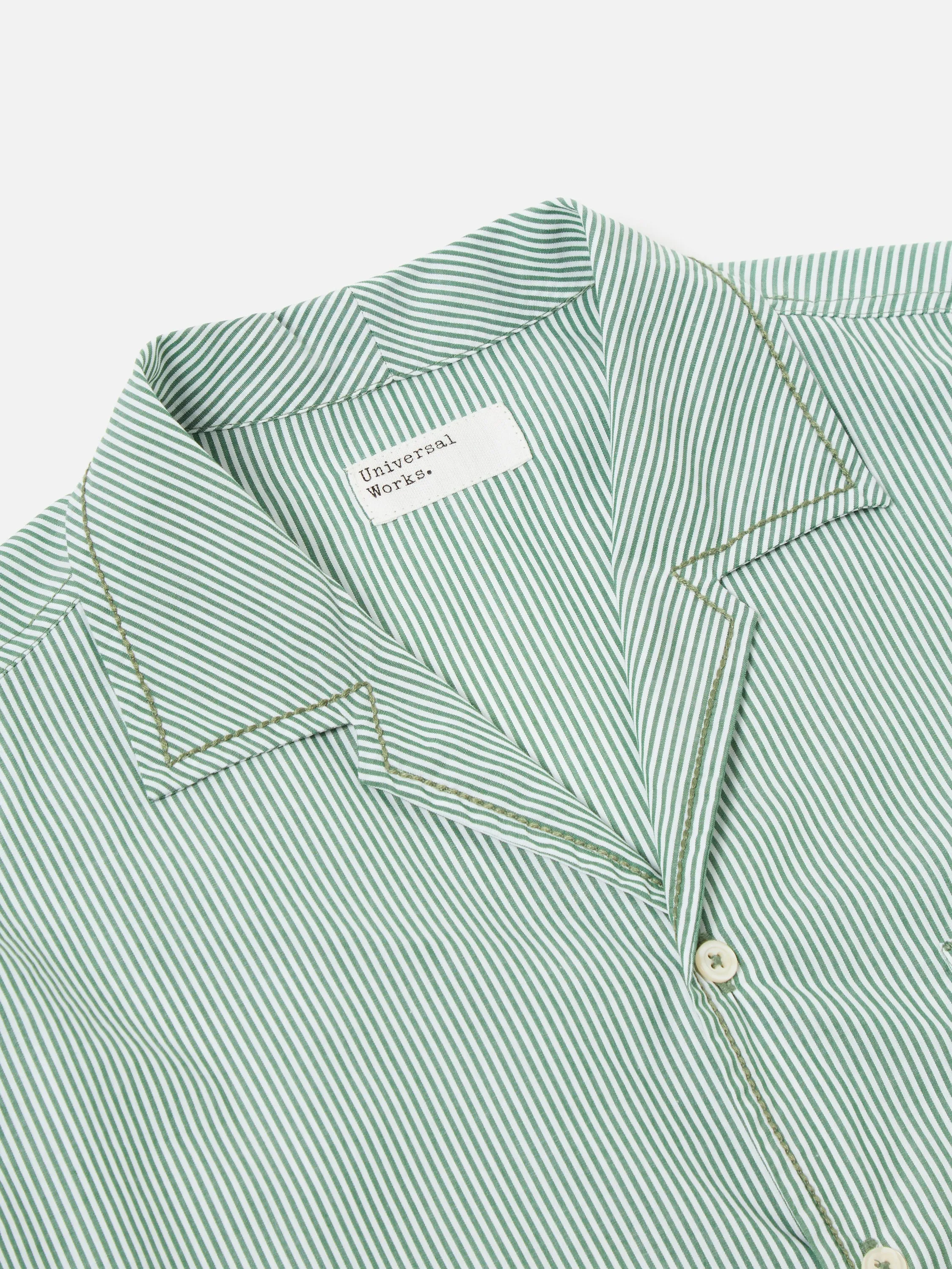 Universal Works Minari Shirt in Green Classic Stripes sold by Universal Works product image thumbnail 3