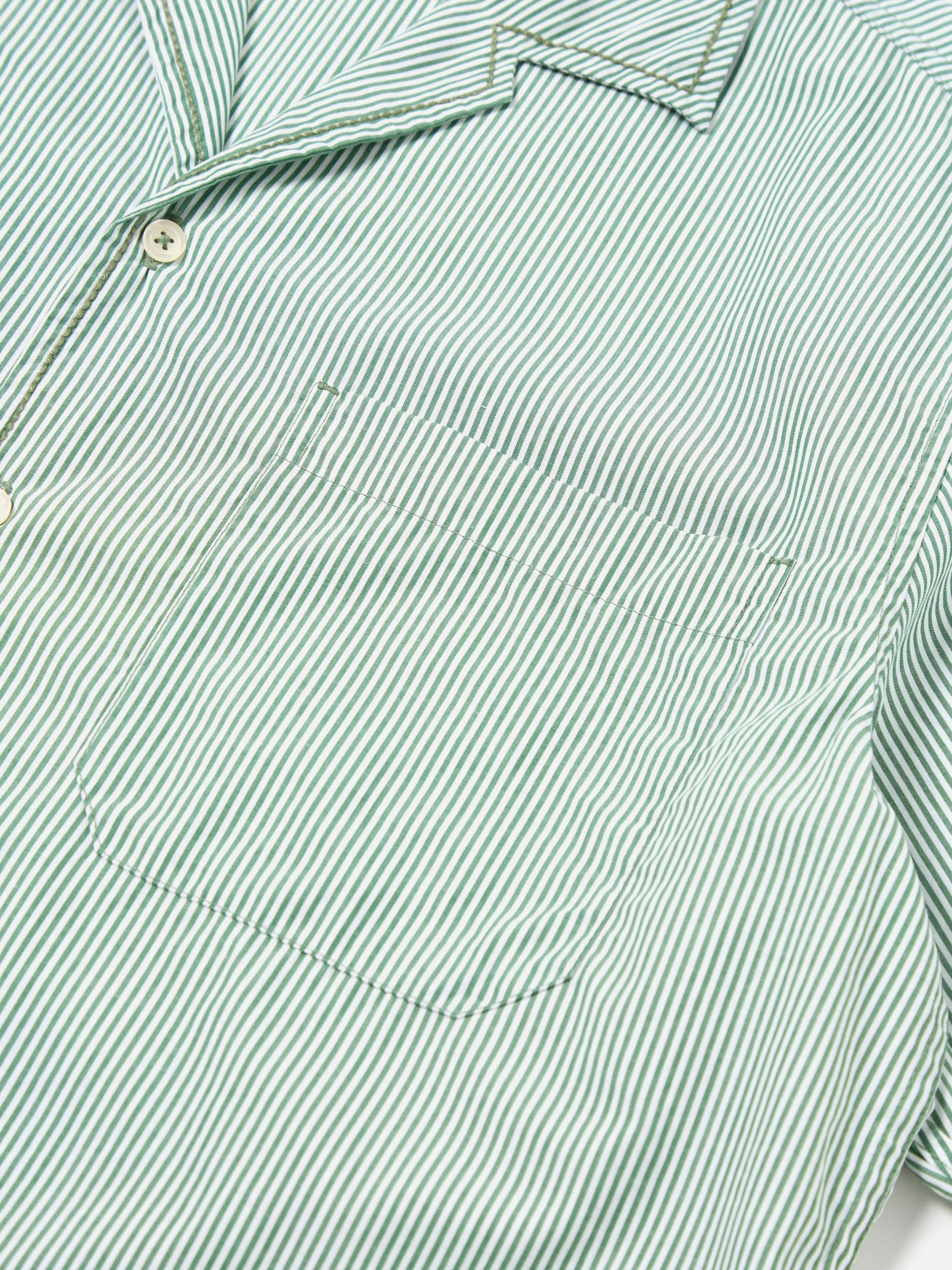Universal Works Minari Shirt in Green Classic Stripes sold by Universal Works product image thumbnail 4