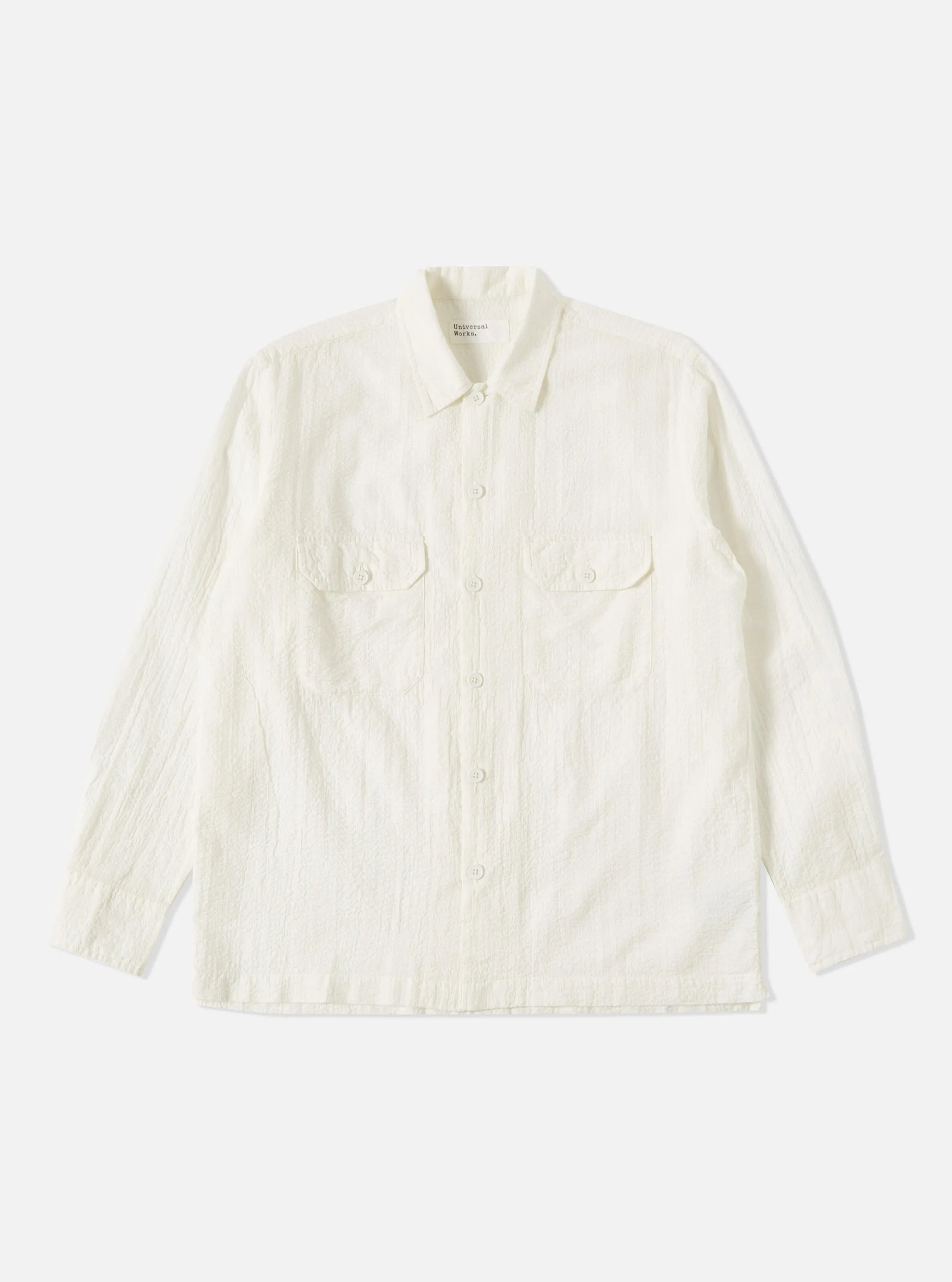 Universal Works L/S Utility Shirt in White Shin Seersucker sold by Universal Works product image thumbnail 2