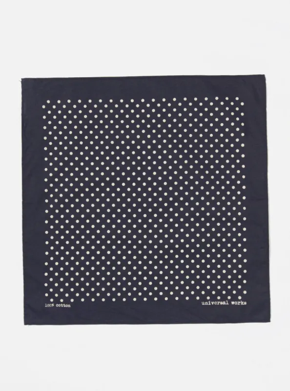 Universal Works Pocket Square in Navy Classic Dot sold by Universal Works