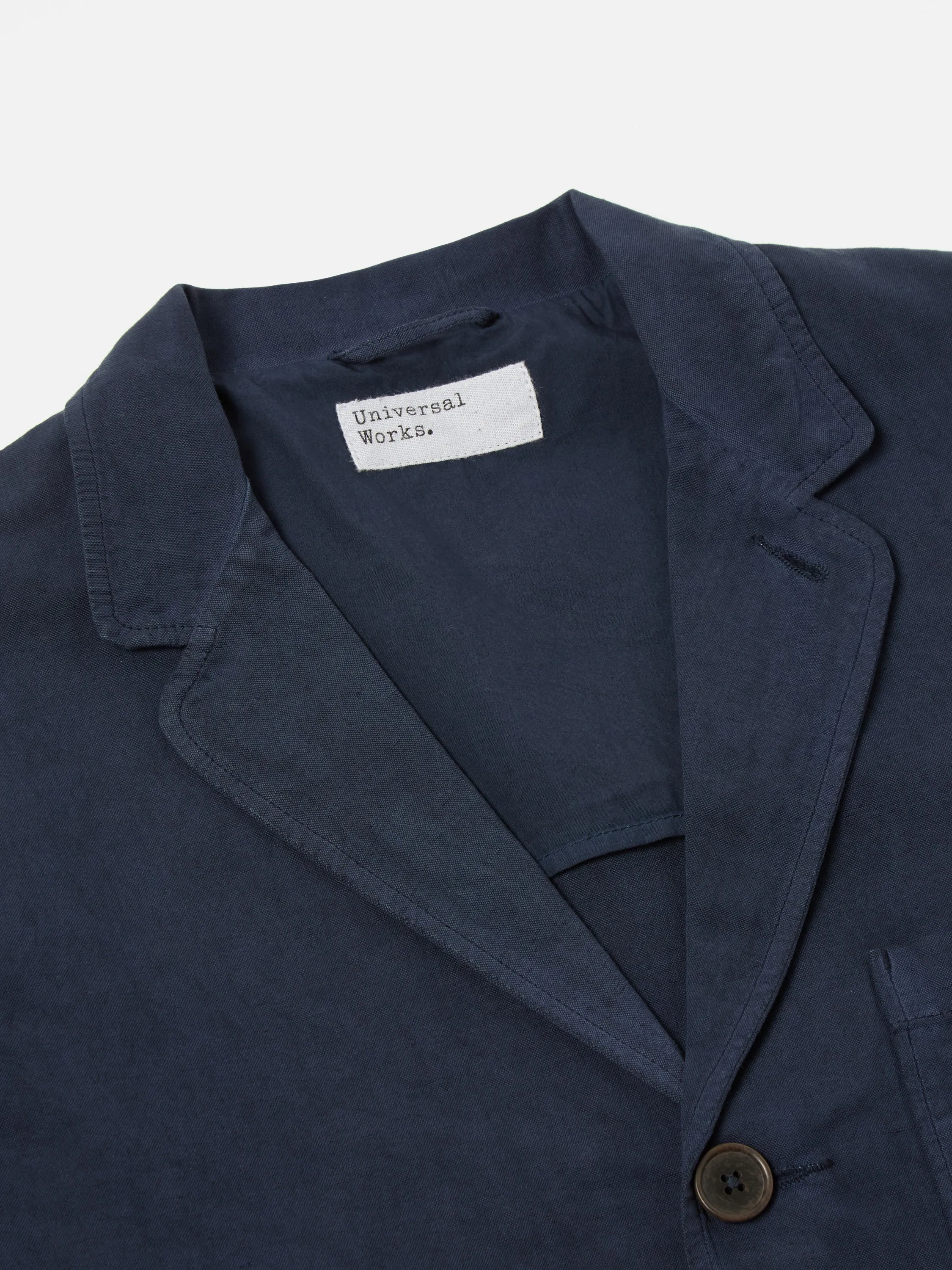 Universal Works Three Button Jacket in Navy Linen Slub Weave sold by Universal Works product image thumbnail 5