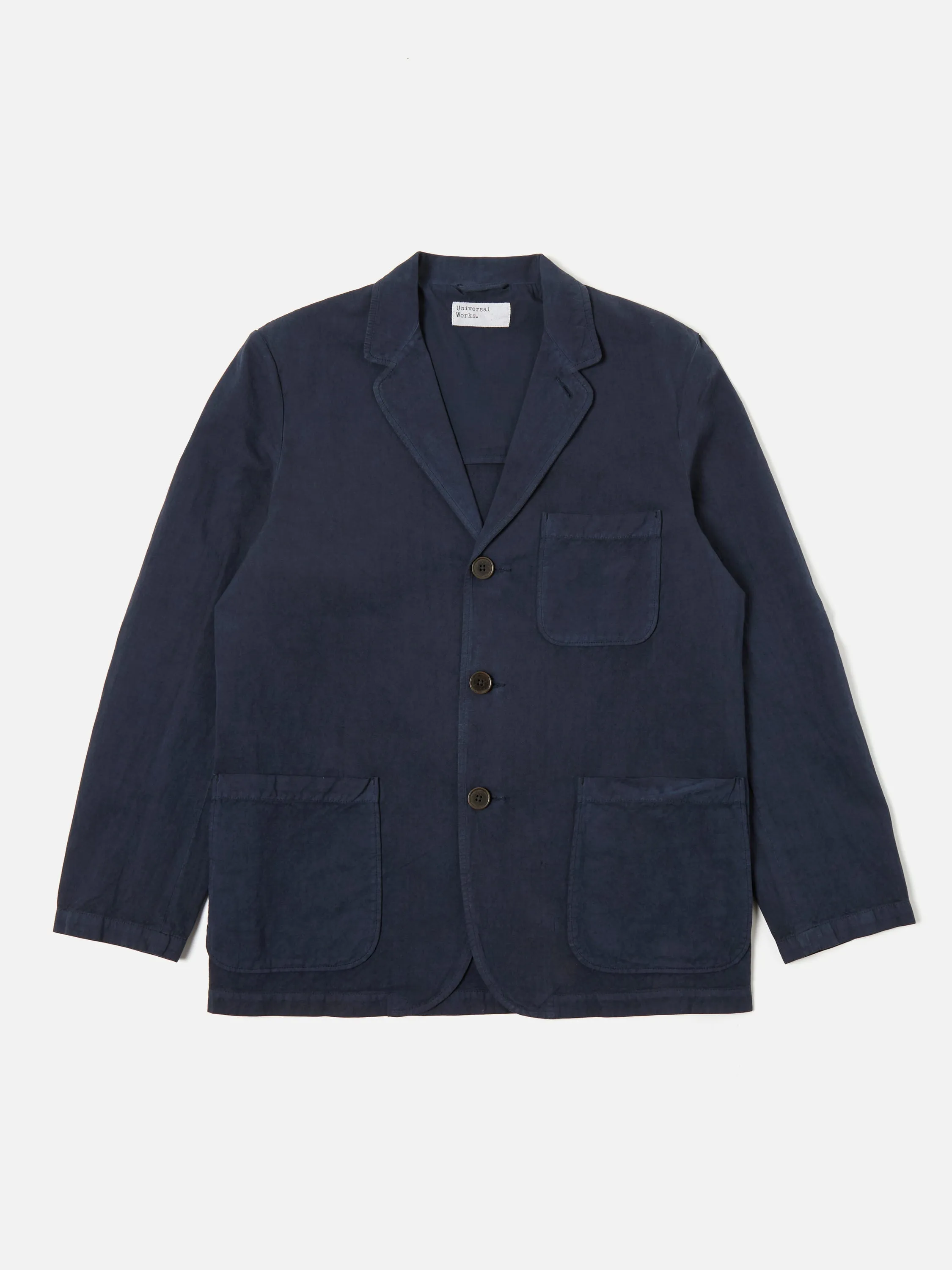Universal Works Three Button Jacket in Navy Linen Slub Weave sold by Universal Works product image thumbnail 3