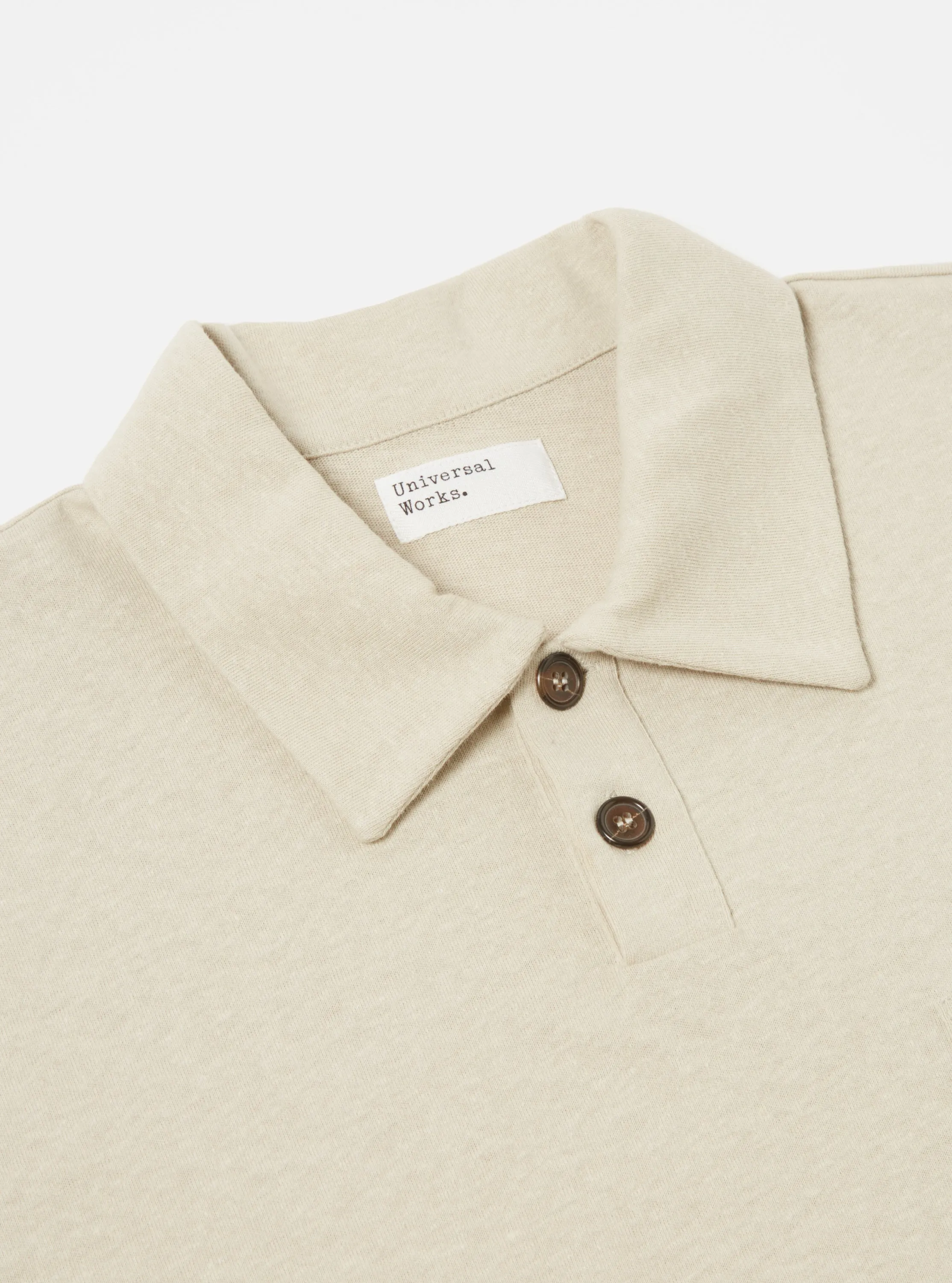 Universal Works Newlyn Polo in Driftwood Cotton Hemp Jersey sold by Universal Works product image thumbnail 4