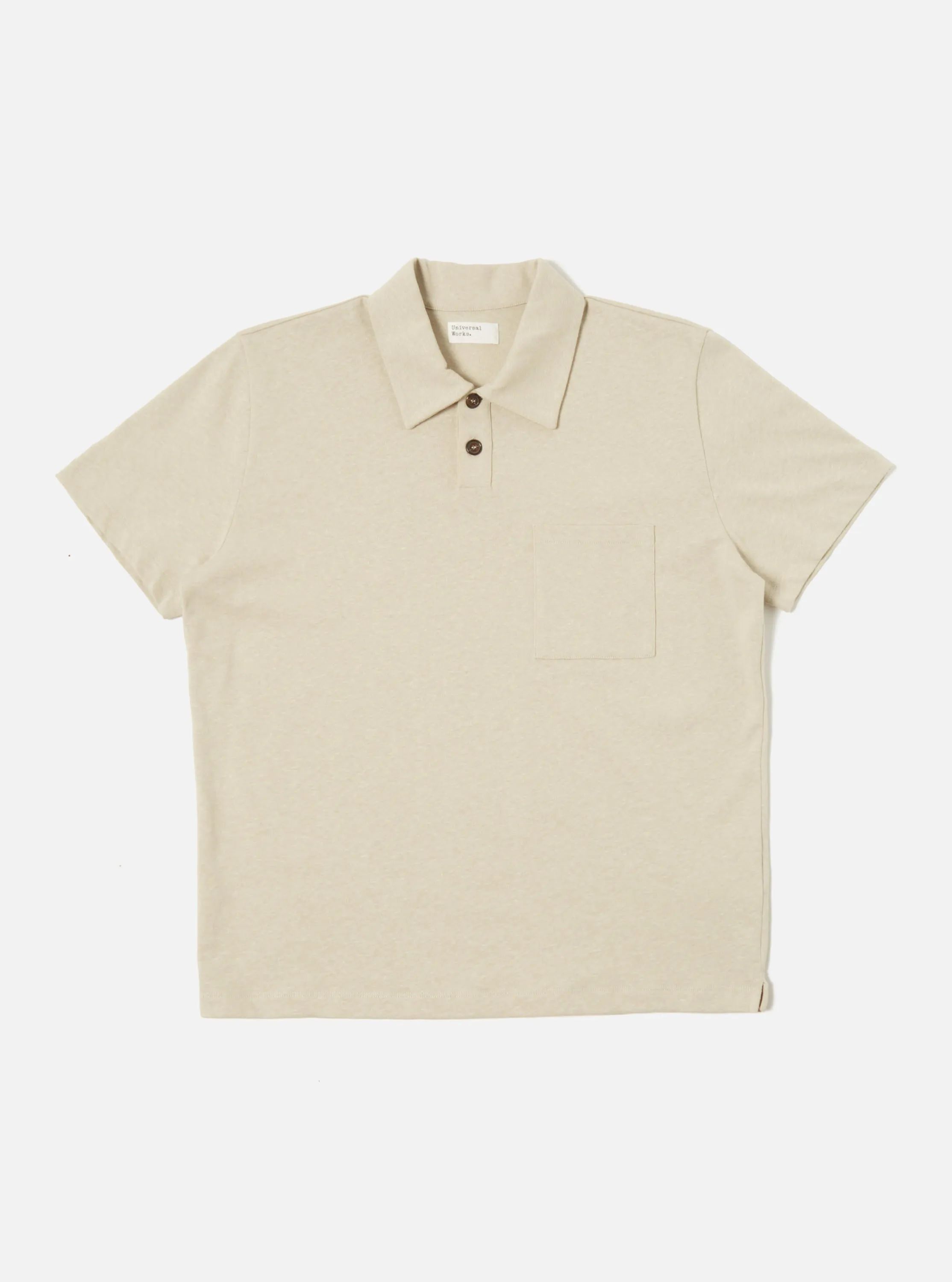 Universal Works Newlyn Polo in Driftwood Cotton Hemp Jersey sold by Universal Works product image thumbnail 2