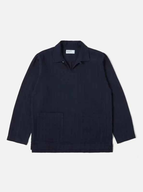 Universal Works Smock Overshirt in Indigo Herringbone Denim sold by Universal Works
