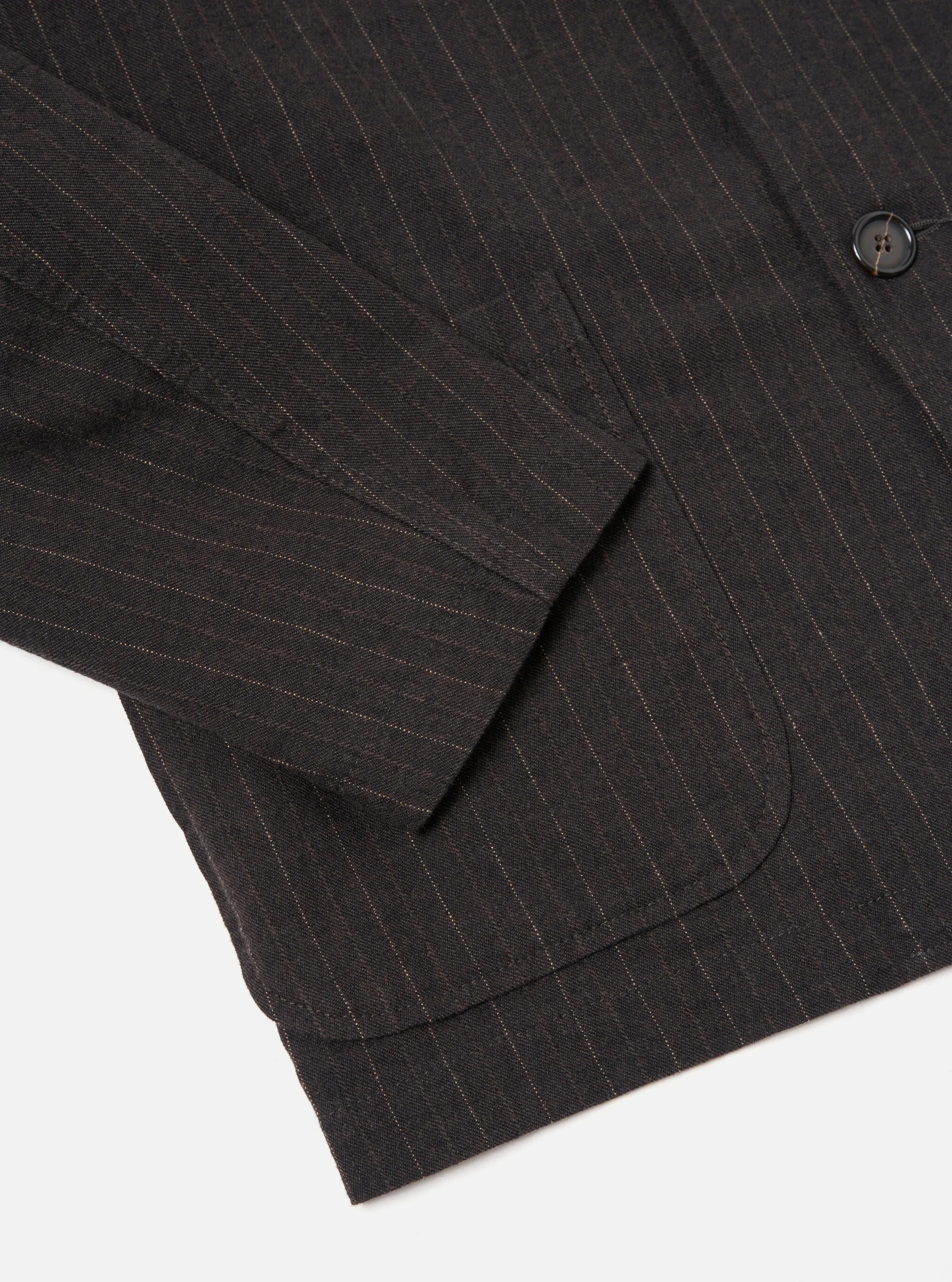 Universal Works Three Button Jacket in Brown Italian Pinstripe sold by Universal Works product image thumbnail 5