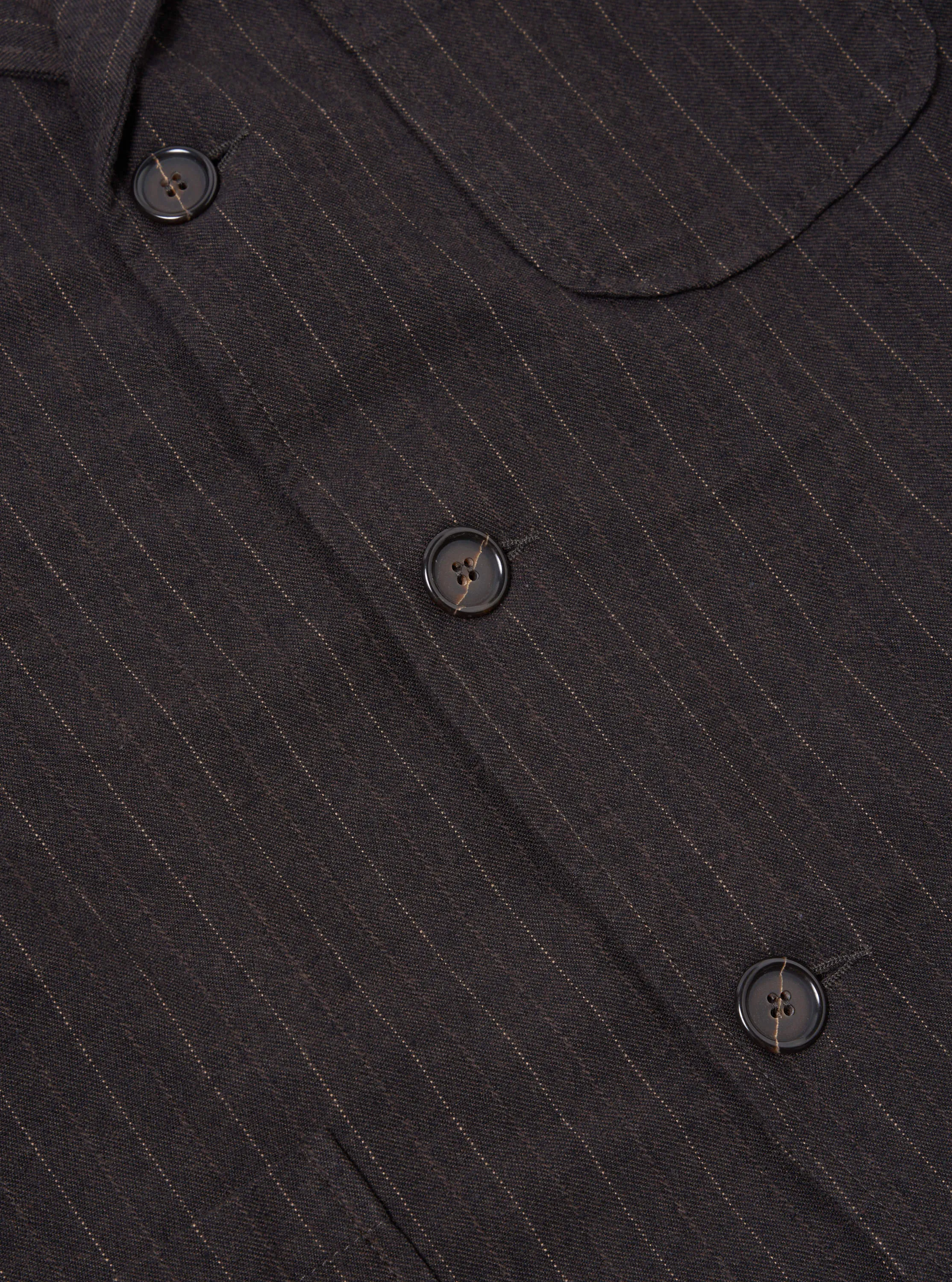 Universal Works Three Button Jacket in Brown Italian Pinstripe sold by Universal Works product image thumbnail 4