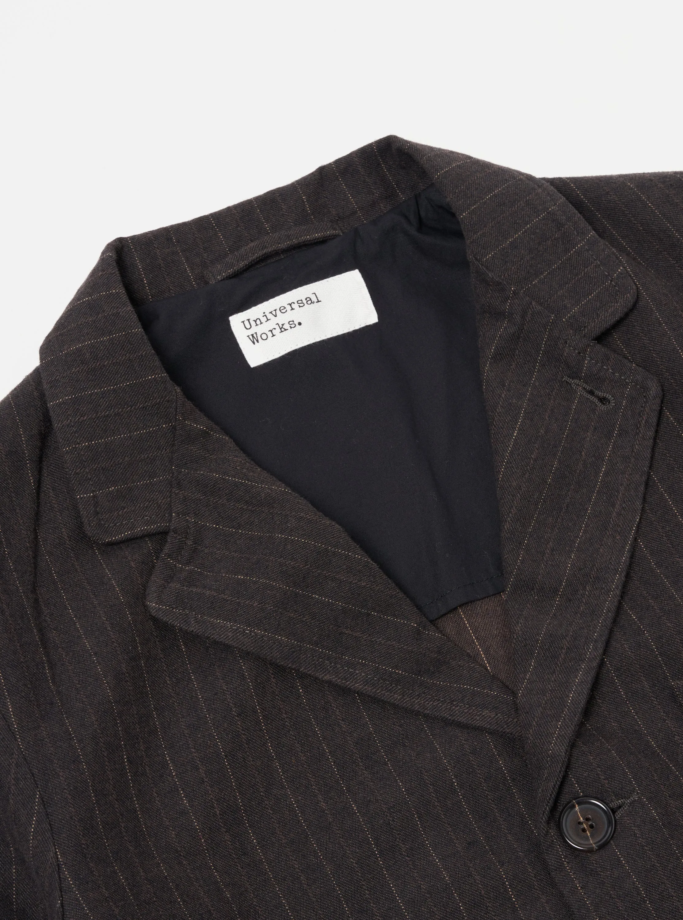 Universal Works Three Button Jacket in Brown Italian Pinstripe sold by Universal Works product image thumbnail 3