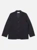 Universal Works Three Button Jacket in Dark Navy Ospina Cotton sold by Universal Works