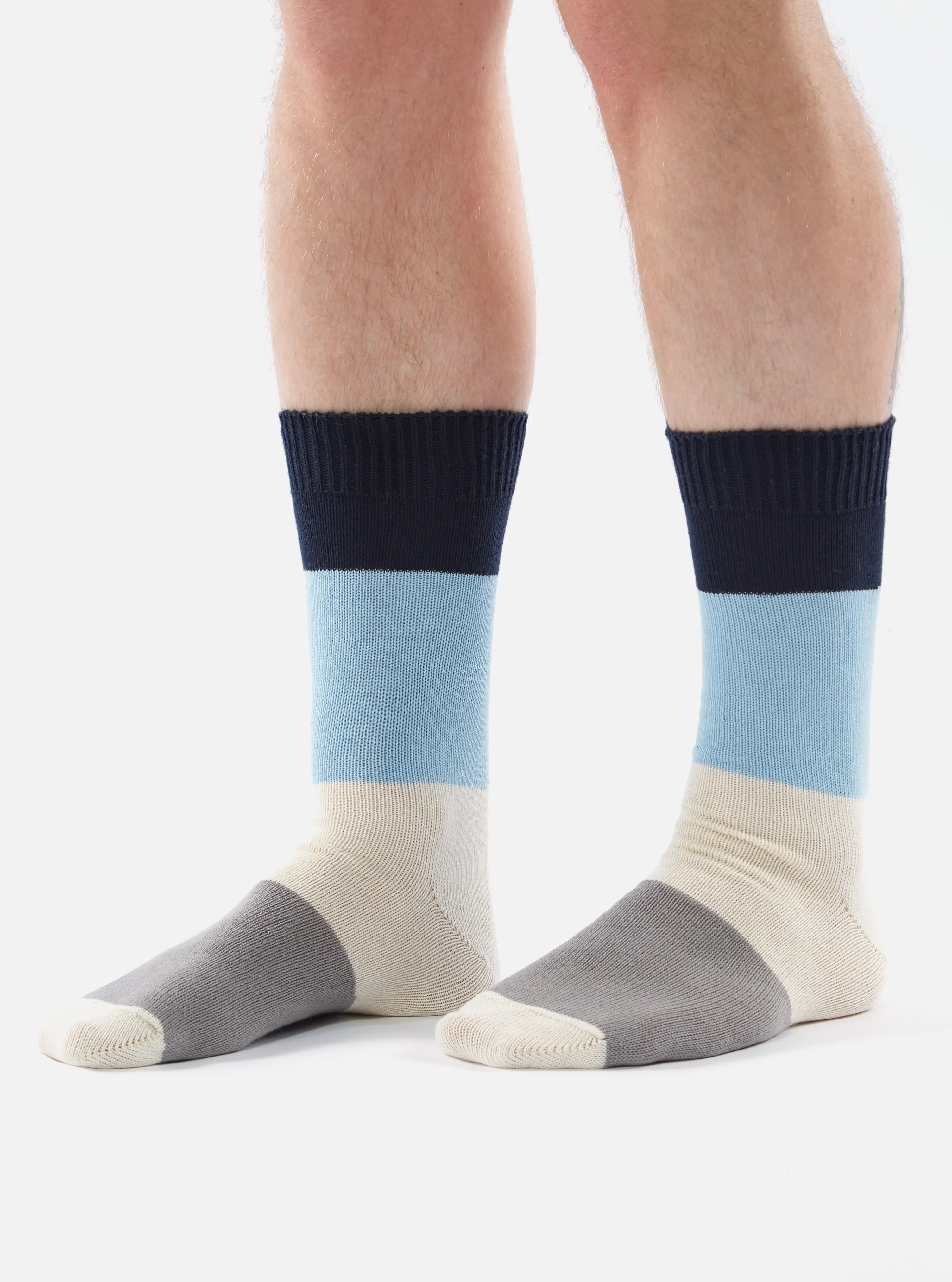Navy/Sky Cotton Bold Stripe Sock sold by Universal Works product image thumbnail 4