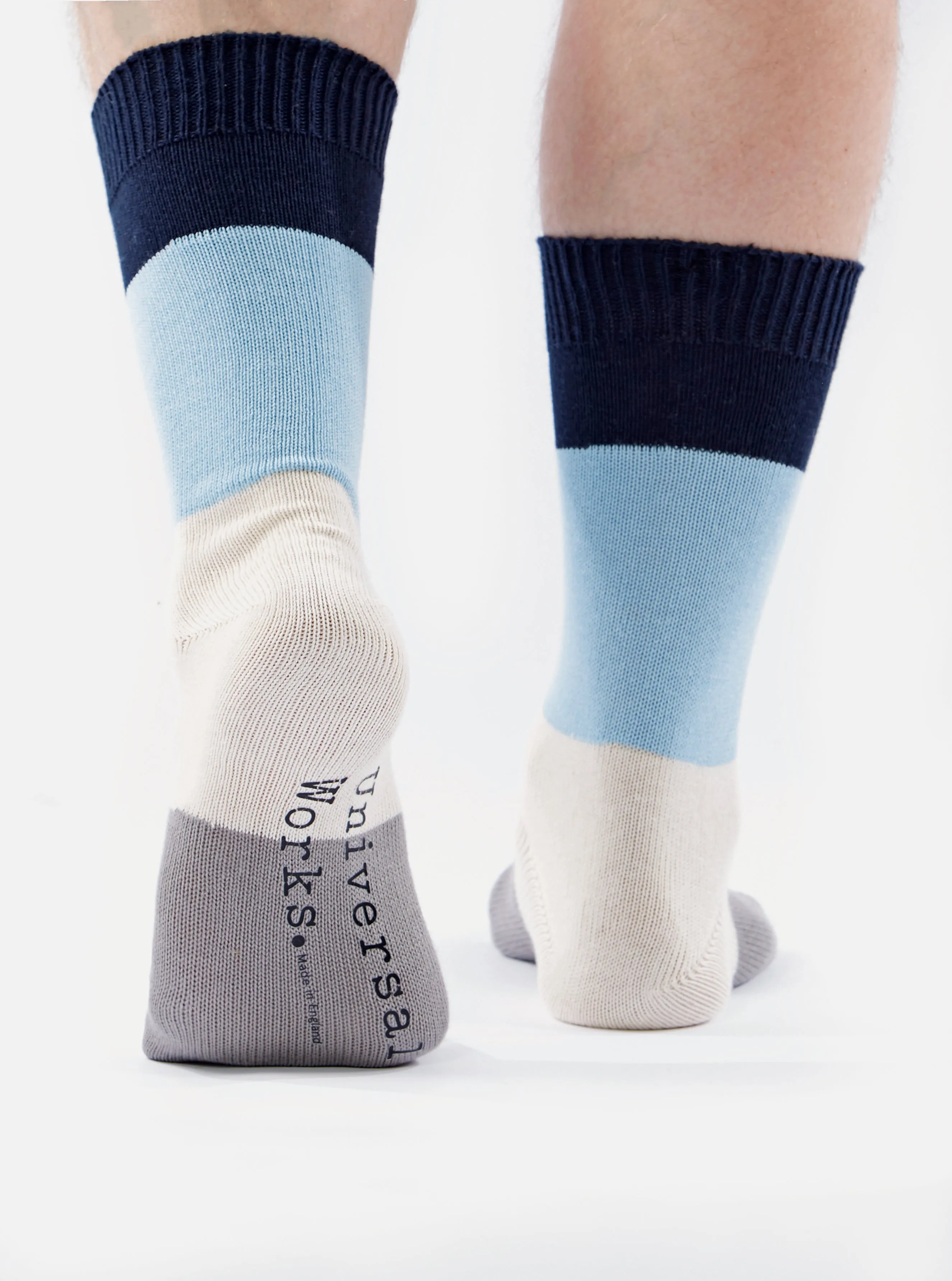 Navy/Sky Cotton Bold Stripe Sock sold by Universal Works product image thumbnail 5