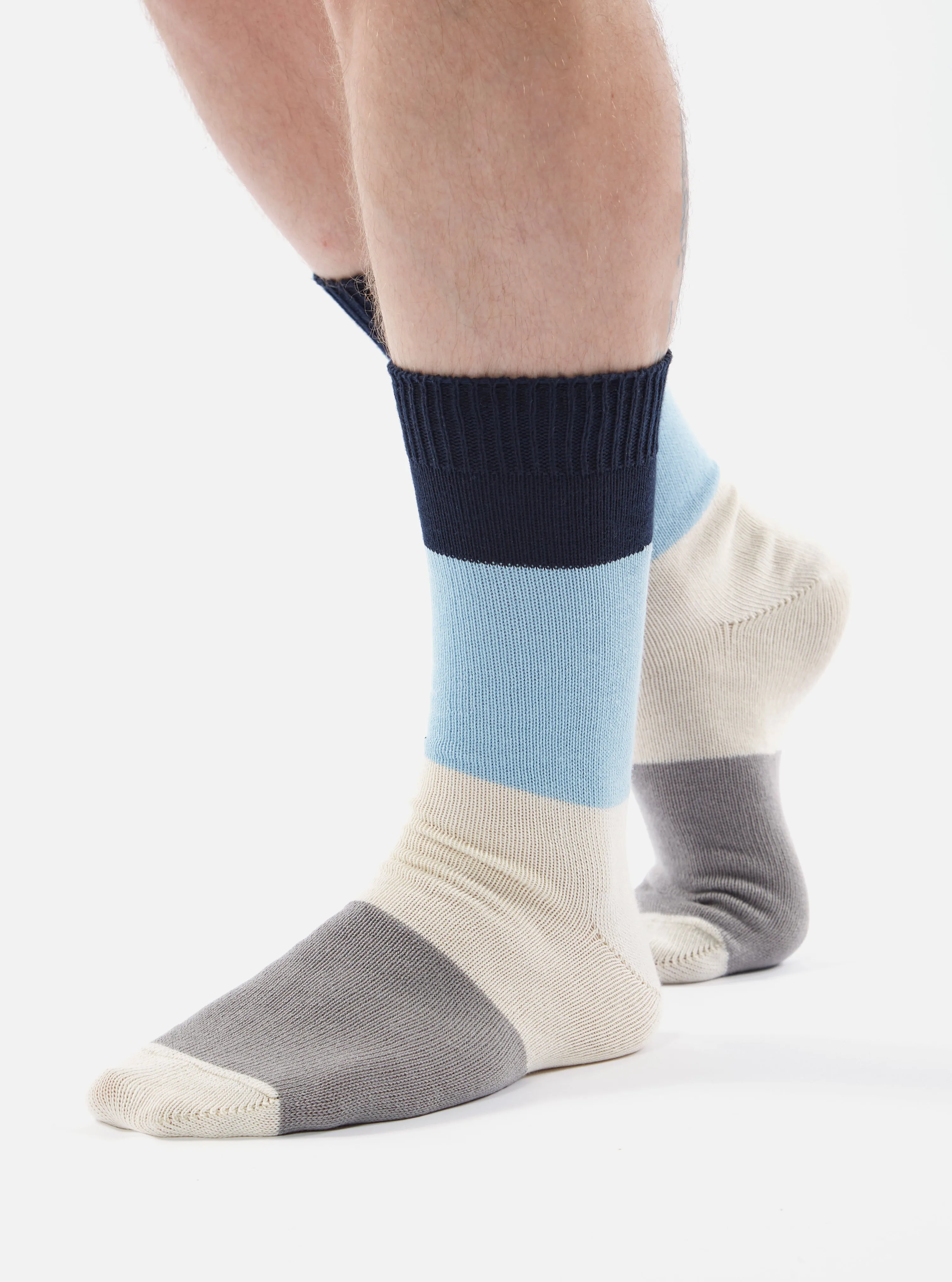 Navy/Sky Cotton Bold Stripe Sock sold by Universal Works product image thumbnail 2
