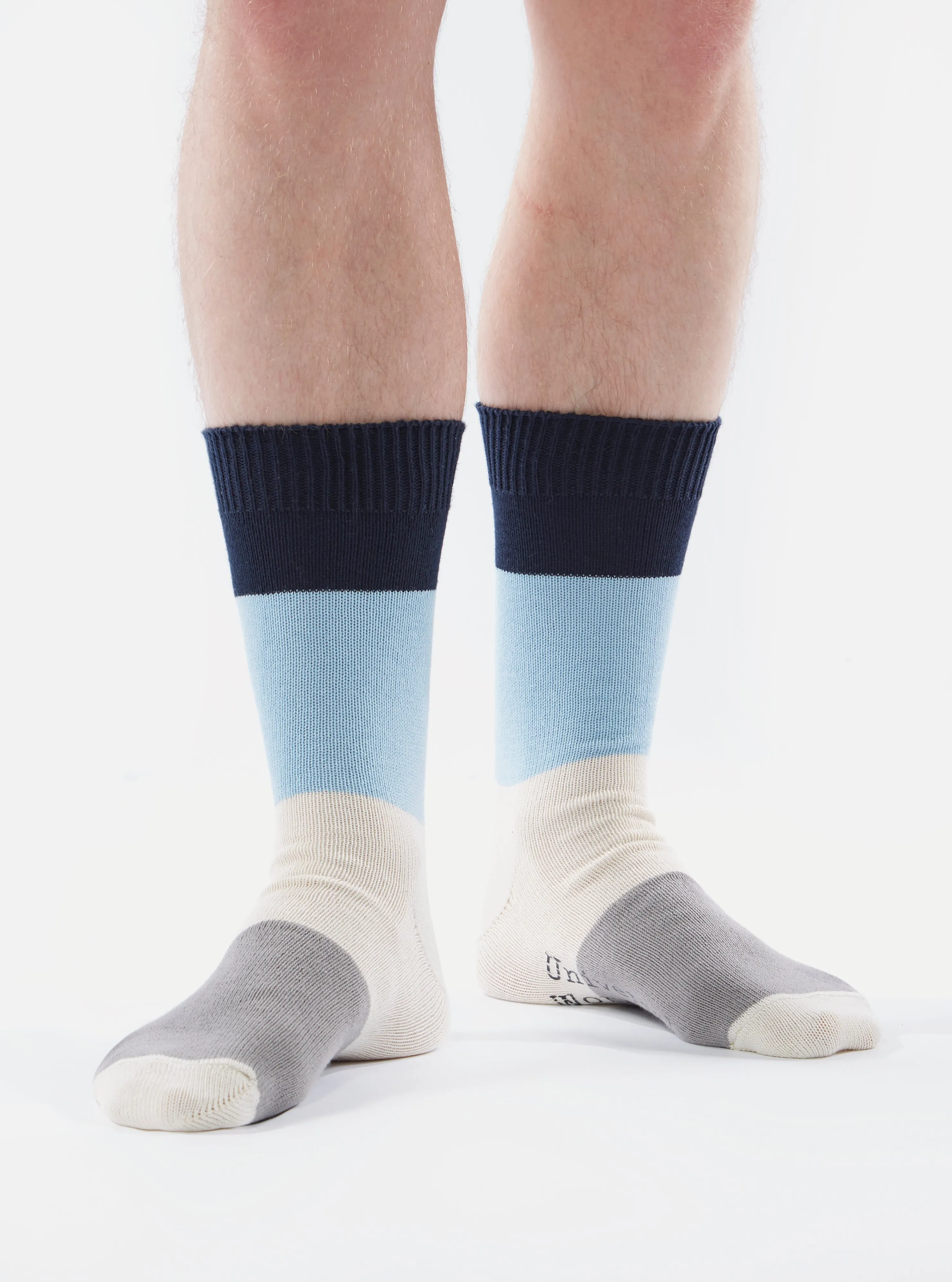 Navy/Sky Cotton Bold Stripe Sock sold by Universal Works product image thumbnail 3