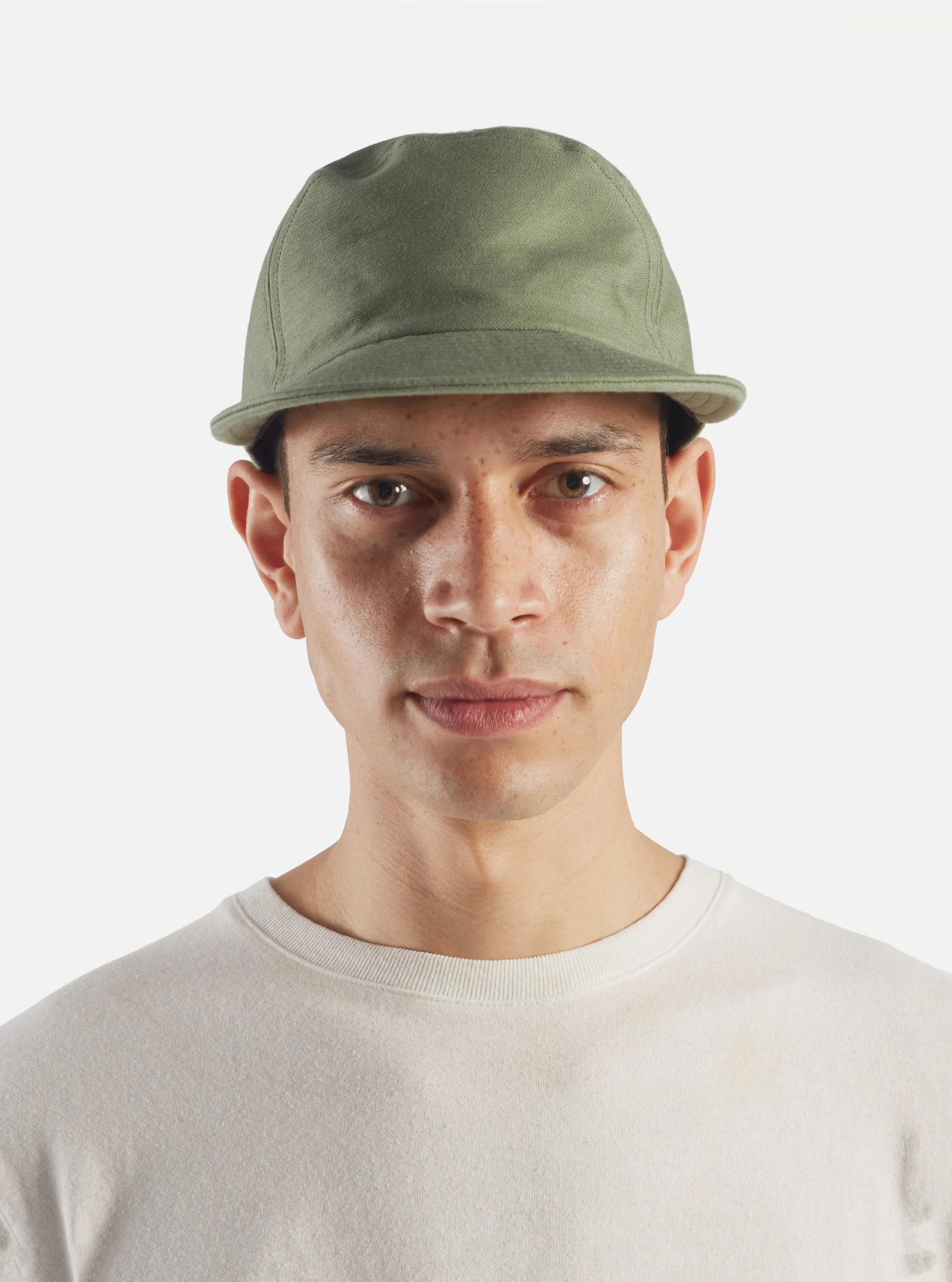 cableami® Baker Back Soft Bill Cap in Olive Satin Cotton sold by Universal Works product image thumbnail 3