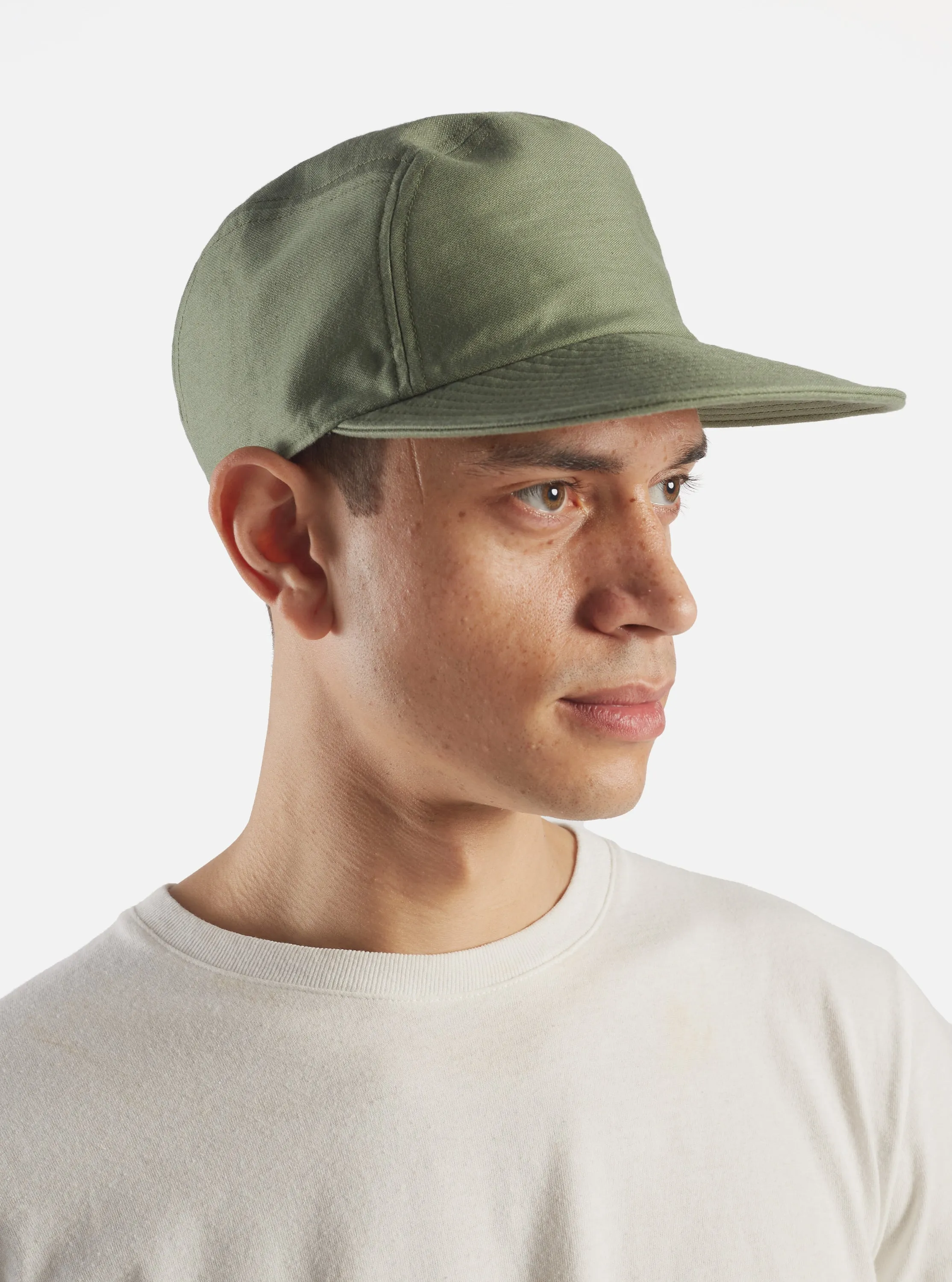 cableami® Baker Back Soft Bill Cap in Olive Satin Cotton sold by Universal Works product image thumbnail 2