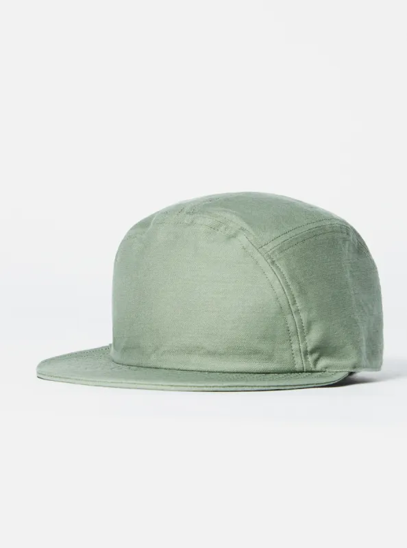 cableami® Baker Back Soft Bill Cap in Olive Satin Cotton made by Universal Works
