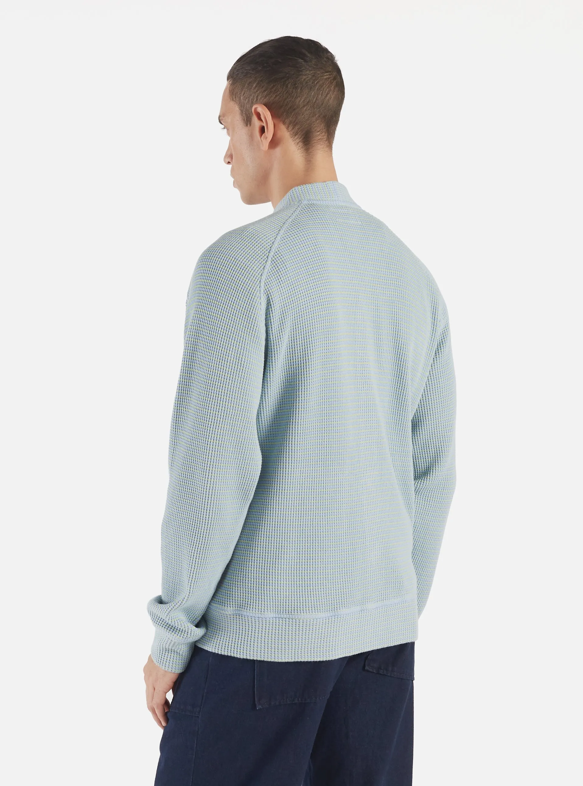 Universal Works Dickie Cardigan in Sky Fluro Cotton sold by Universal Works product image thumbnail 4