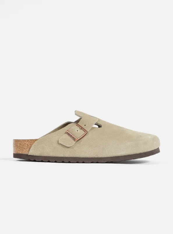 Birkenstock Soft Footbed Boston in Taupe Suede sold by Universal Works