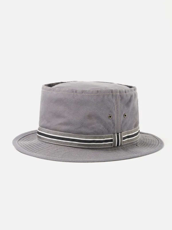 cableami® Pork Pie Hat in Gray Chino Cotton sold by Universal Works