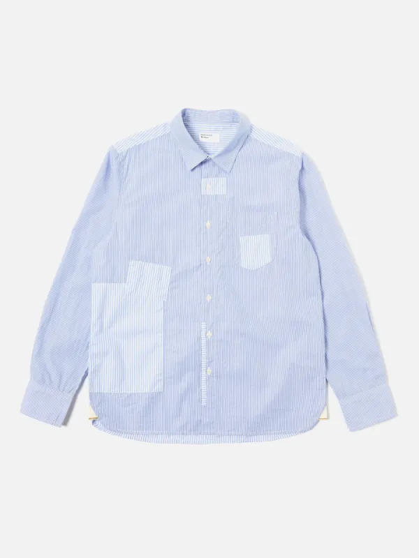 Universal Works L/S Patch Shirt in Blue Classic Stripes sold by Universal Works
