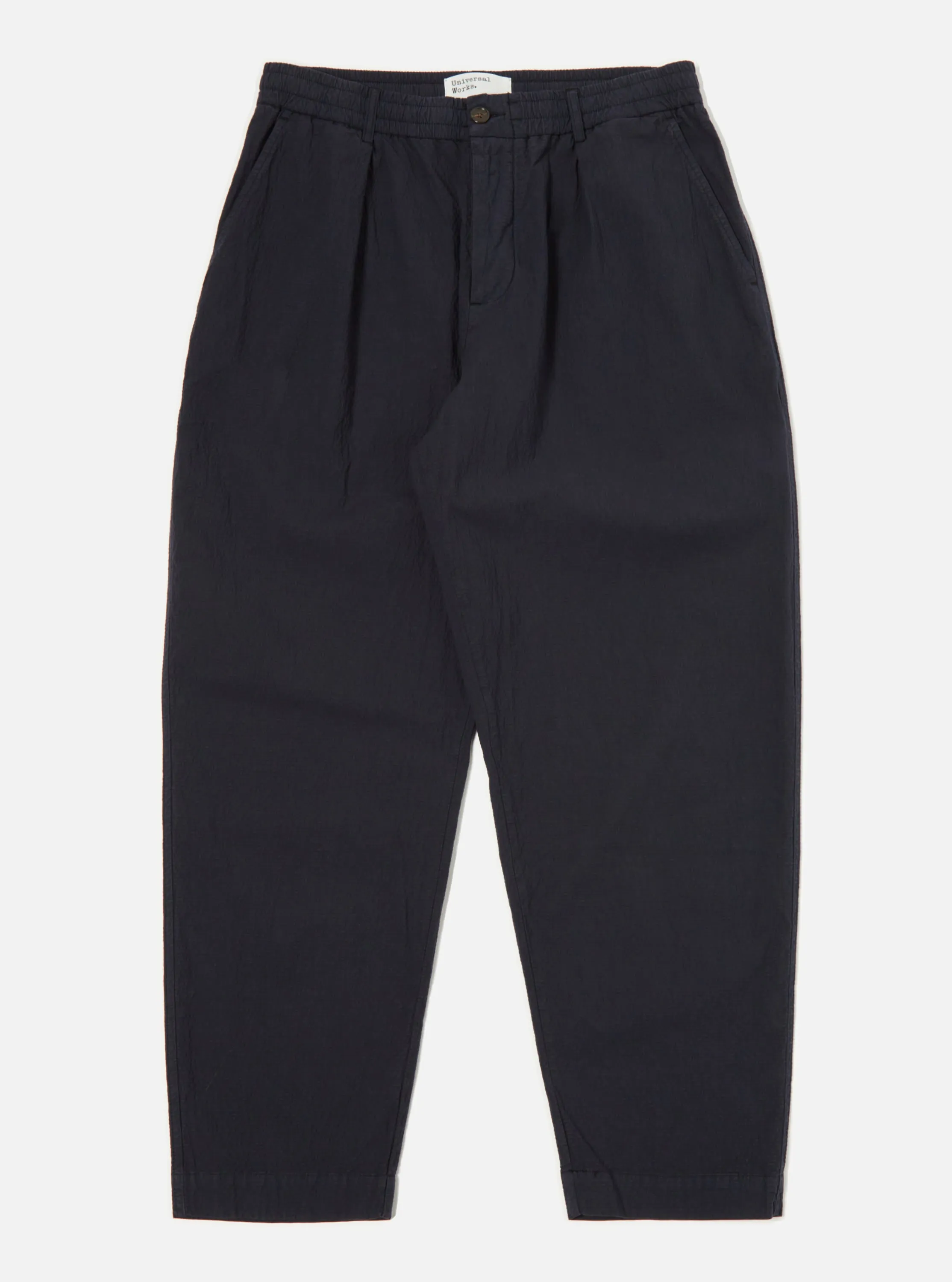 Universal Works Pleated Track Pant in Navy Seersucker II sold by Universal Works product image thumbnail 2