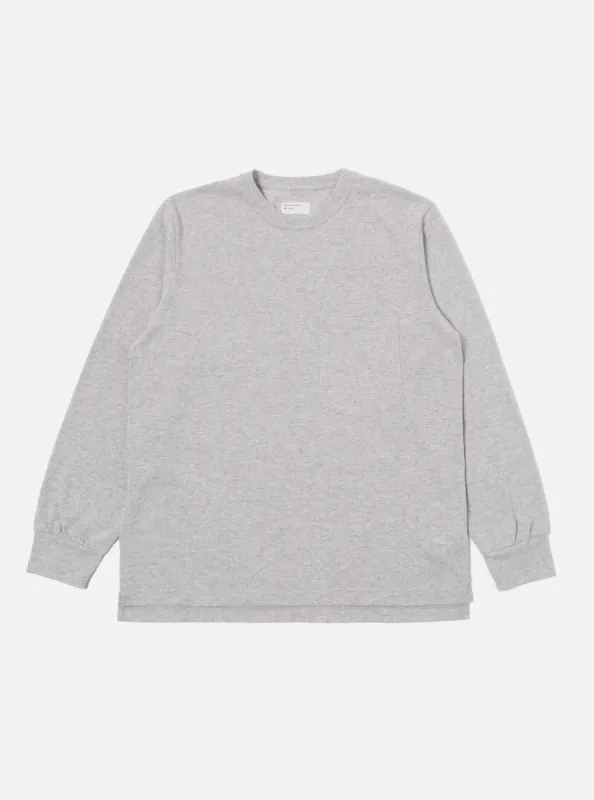 Universal Works Loose L/S Tee in Grey Marl Recycled Wool Mix sold by Universal Works