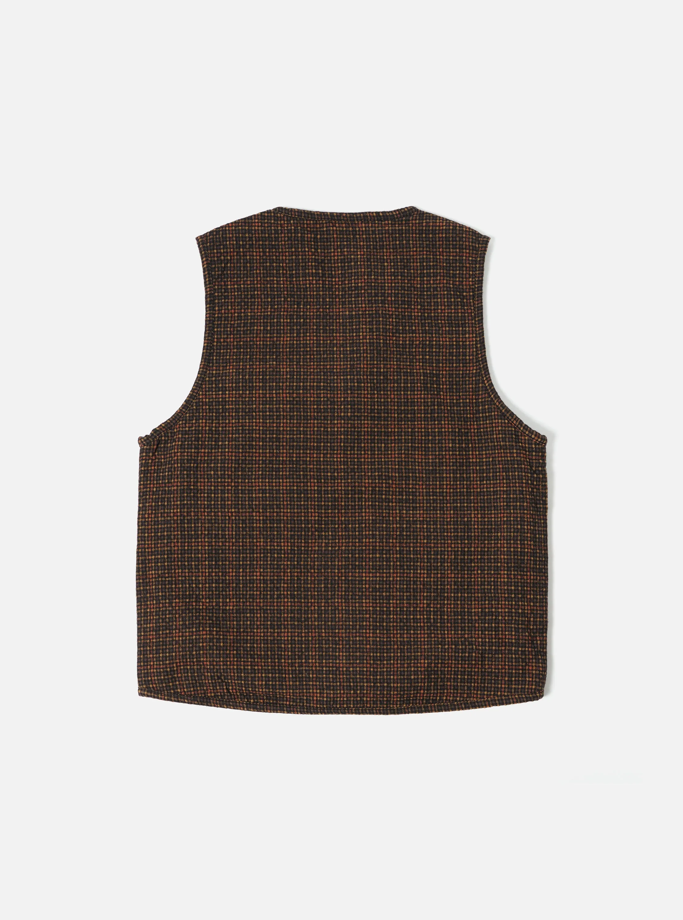 Universal Works Parachute Liner Gilet in Black/Olive Albuquerque Check sold by Universal Works product image thumbnail 2