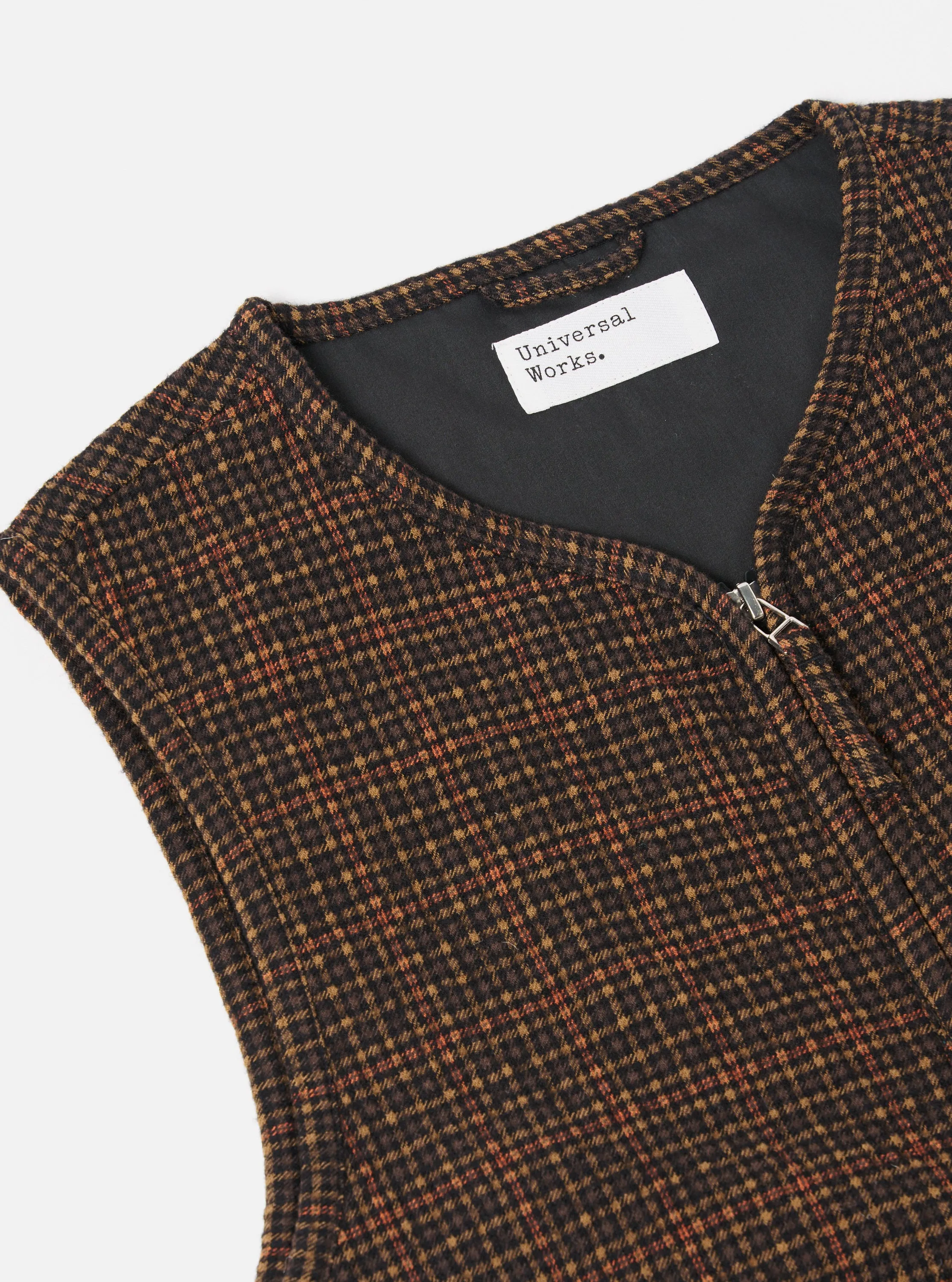 Universal Works Parachute Liner Gilet in Black/Olive Albuquerque Check sold by Universal Works product image thumbnail 3