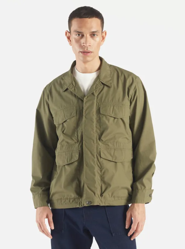 Universal Works Parachute Field Jacket in Olive Recycled Poly Tech sold by Universal Works