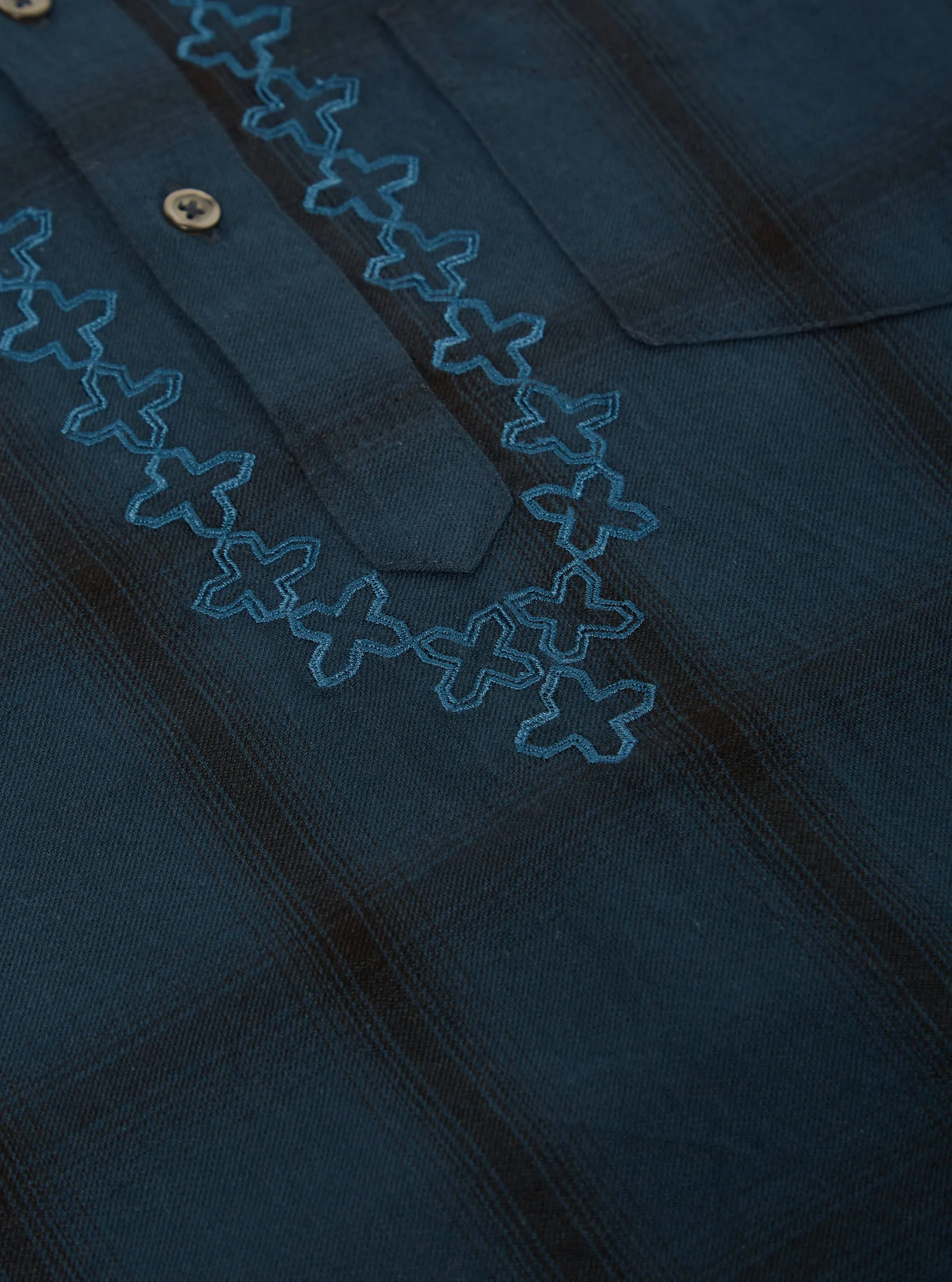 Universal Works Kurta Shirt in Navy Shadow Check sold by Universal Works product image thumbnail 4