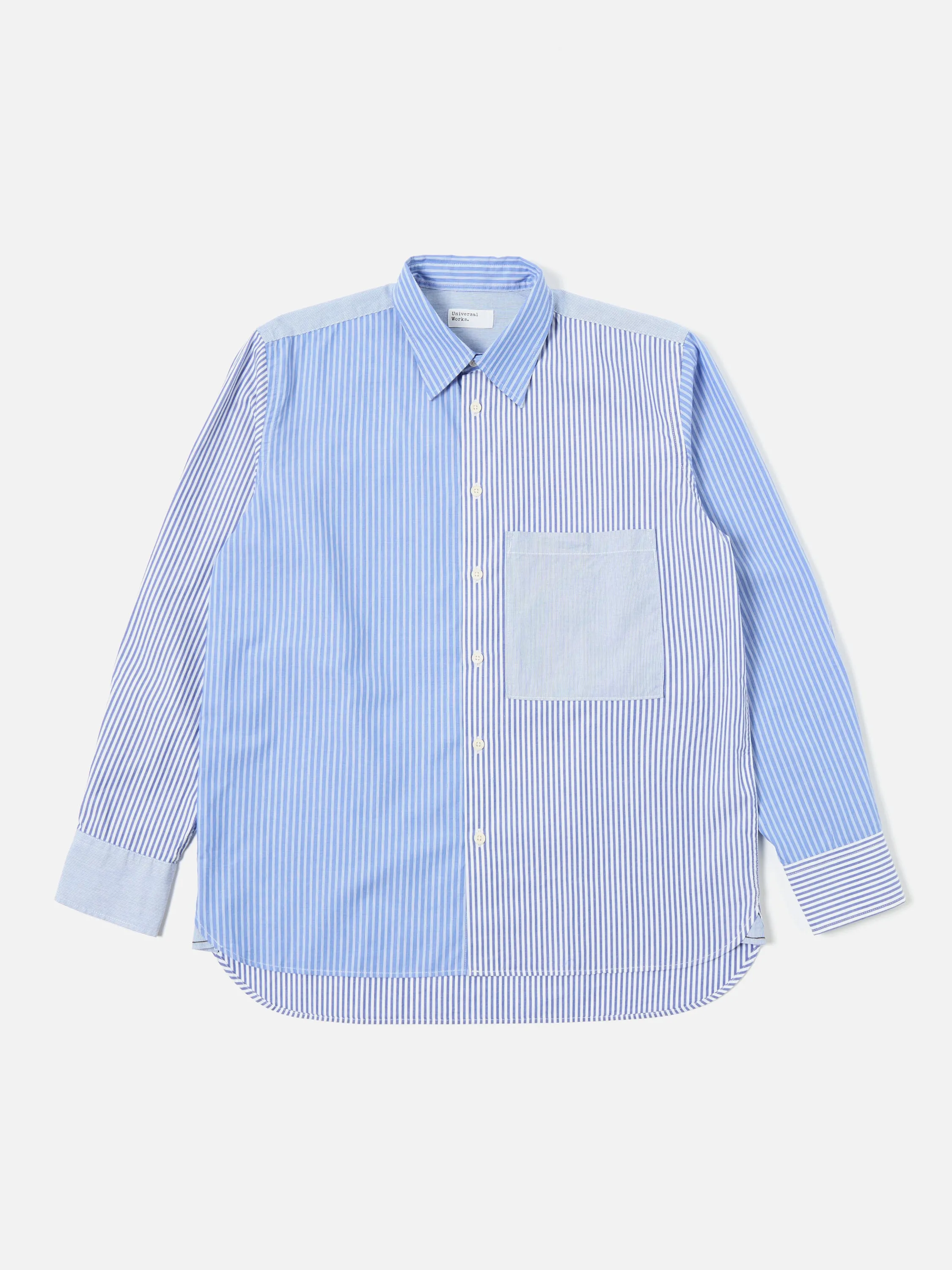 Universal Works Square Pocket Shirt in Blue/White Classic Principe Mix sold by Universal Works product image thumbnail 2