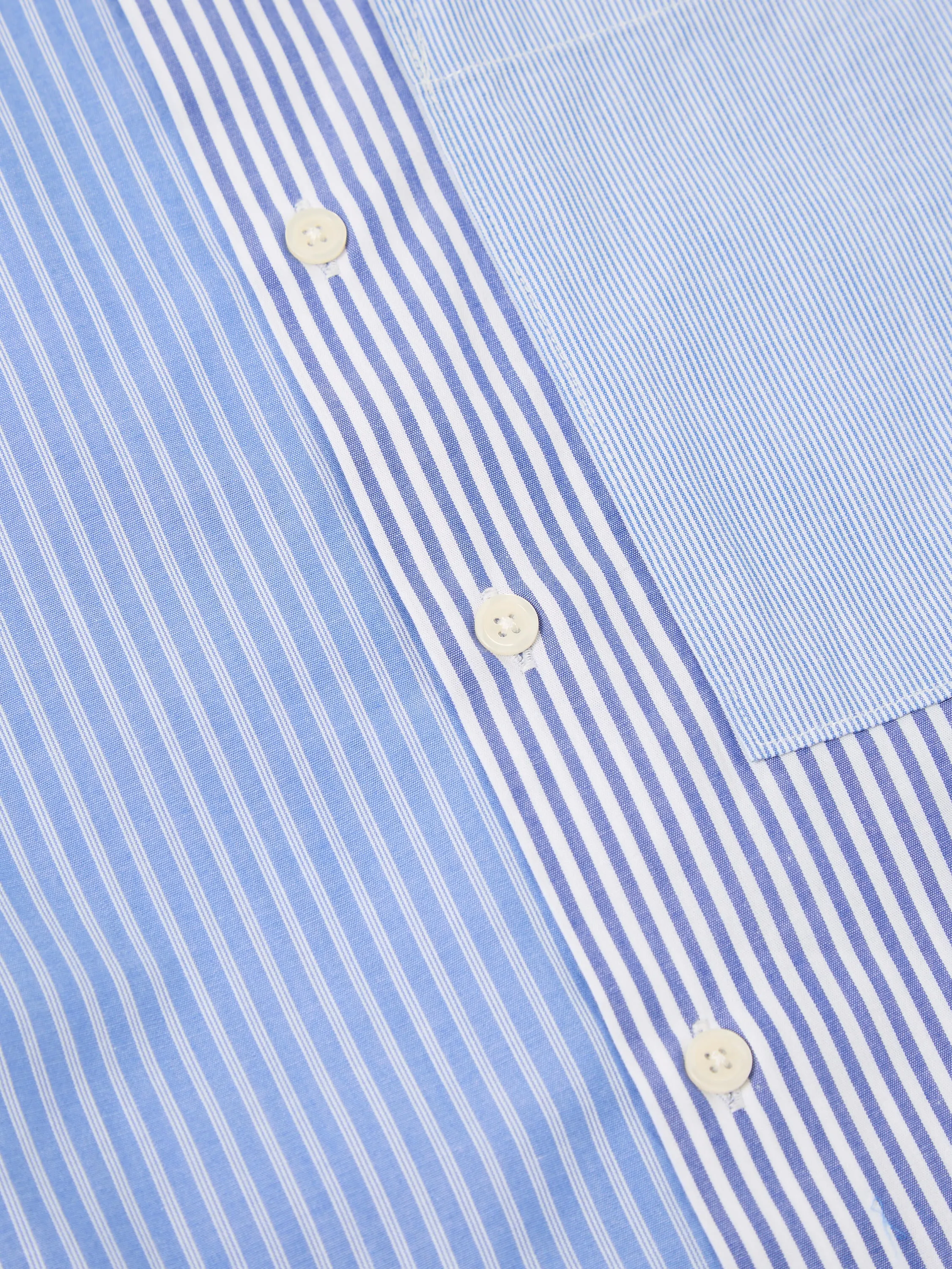 Universal Works Square Pocket Shirt in Blue/White Classic Principe Mix sold by Universal Works product image thumbnail 5
