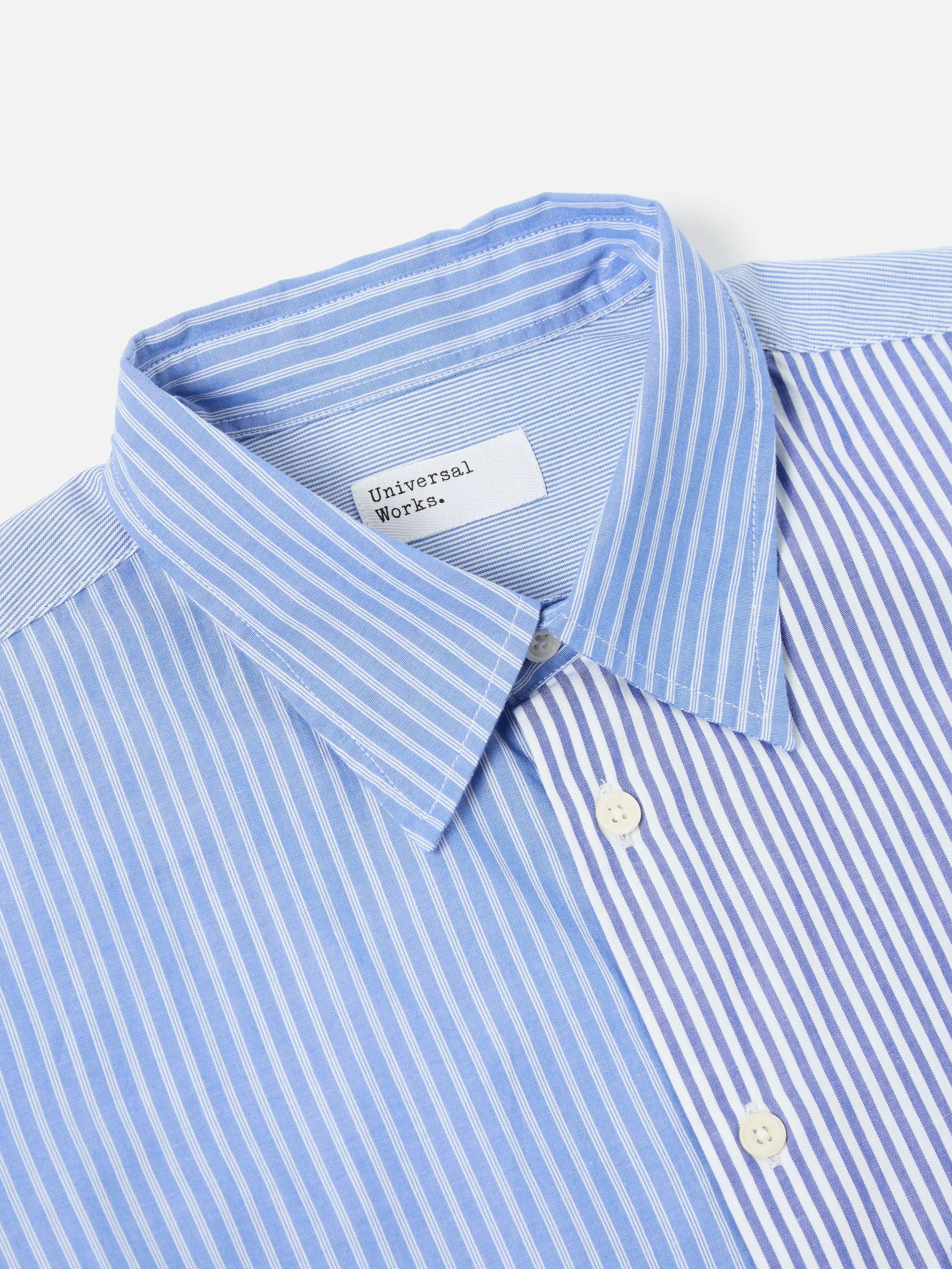 Universal Works Square Pocket Shirt in Blue/White Classic Principe Mix sold by Universal Works product image thumbnail 4