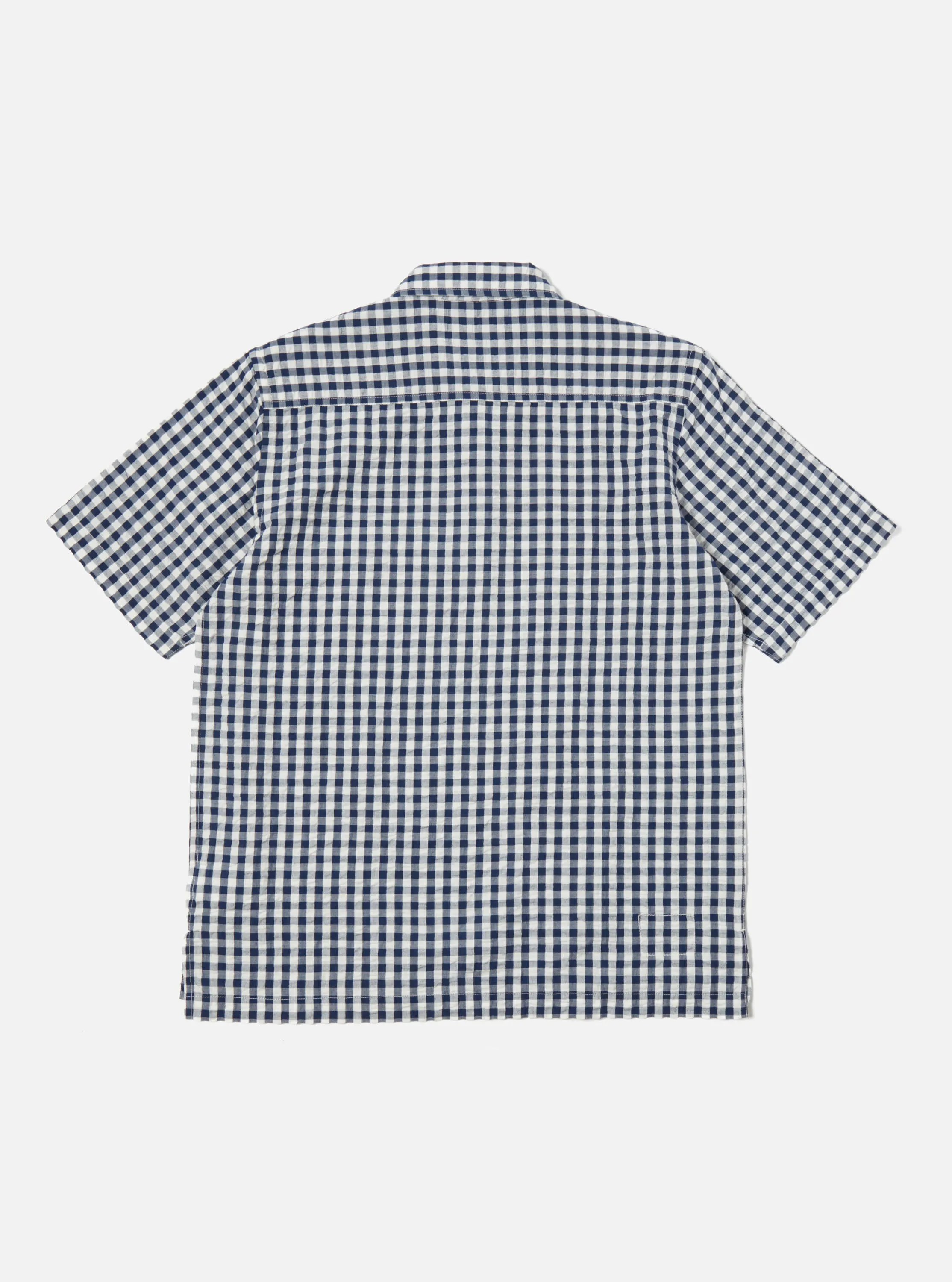 Universal Works Pullover Shirt in Navy Gingham Seersucker sold by Universal Works product image thumbnail 3