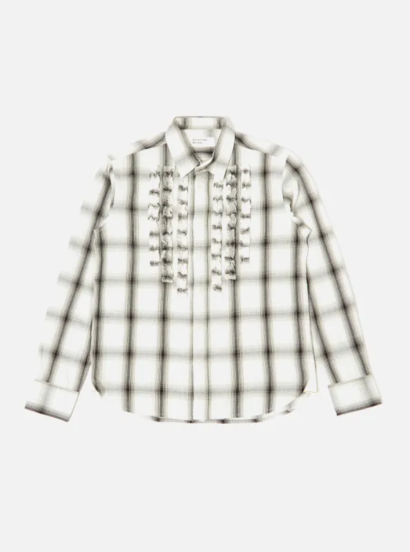 Universal Works Frill Shirt in Ecru Shadow Check made by Universal Works