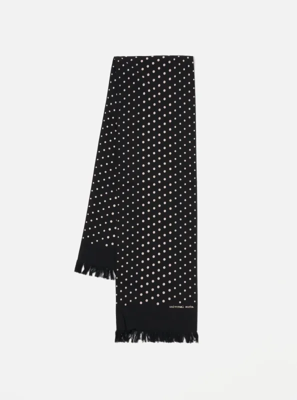 Black Dot Print Short Scarf made by Universal Works