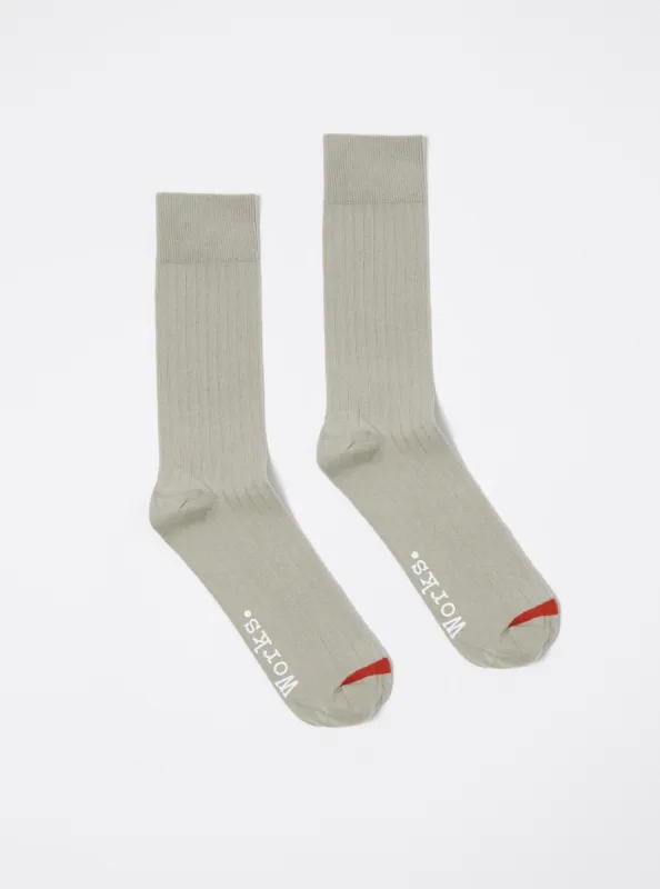 Universal Works Modal Sock in Grey Rib Knit sold by Universal Works