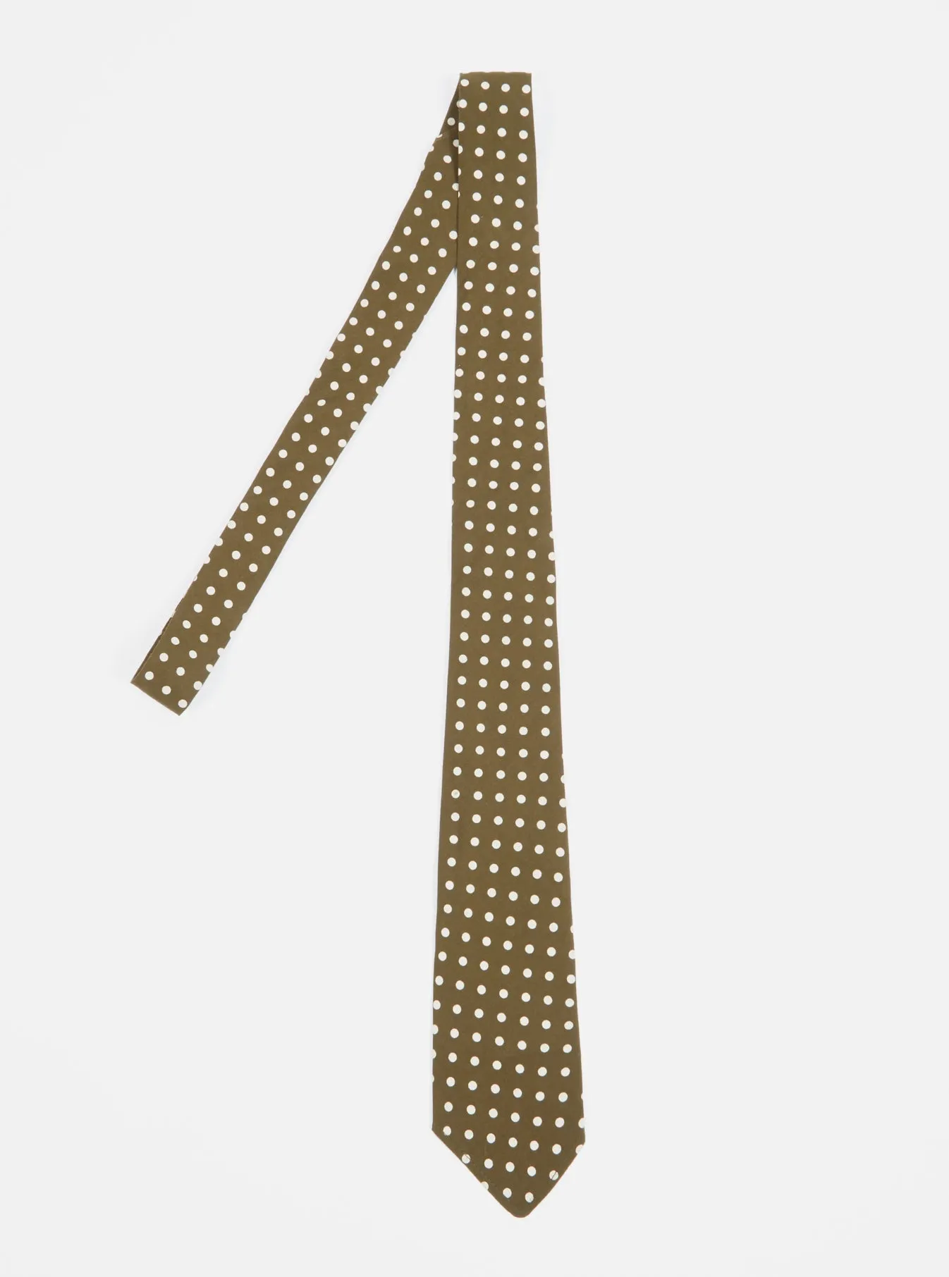 Olive Dot Print Tie sold by Universal Works