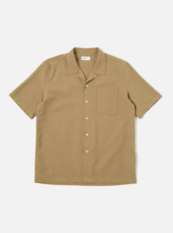 Universal Works Road Shirt in Olive Kamura Cotton sold by Universal Works