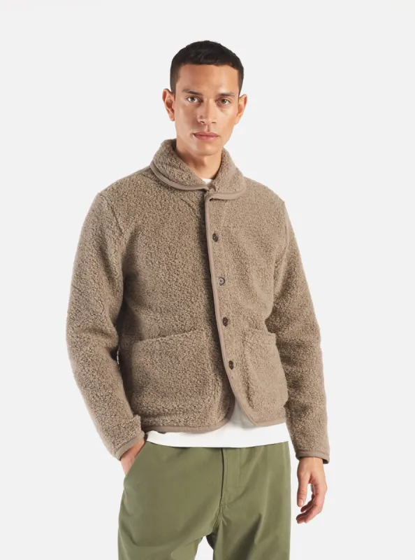 Universal Works Lancaster Jacket in Stone Alvar Fleece sold by Universal Works