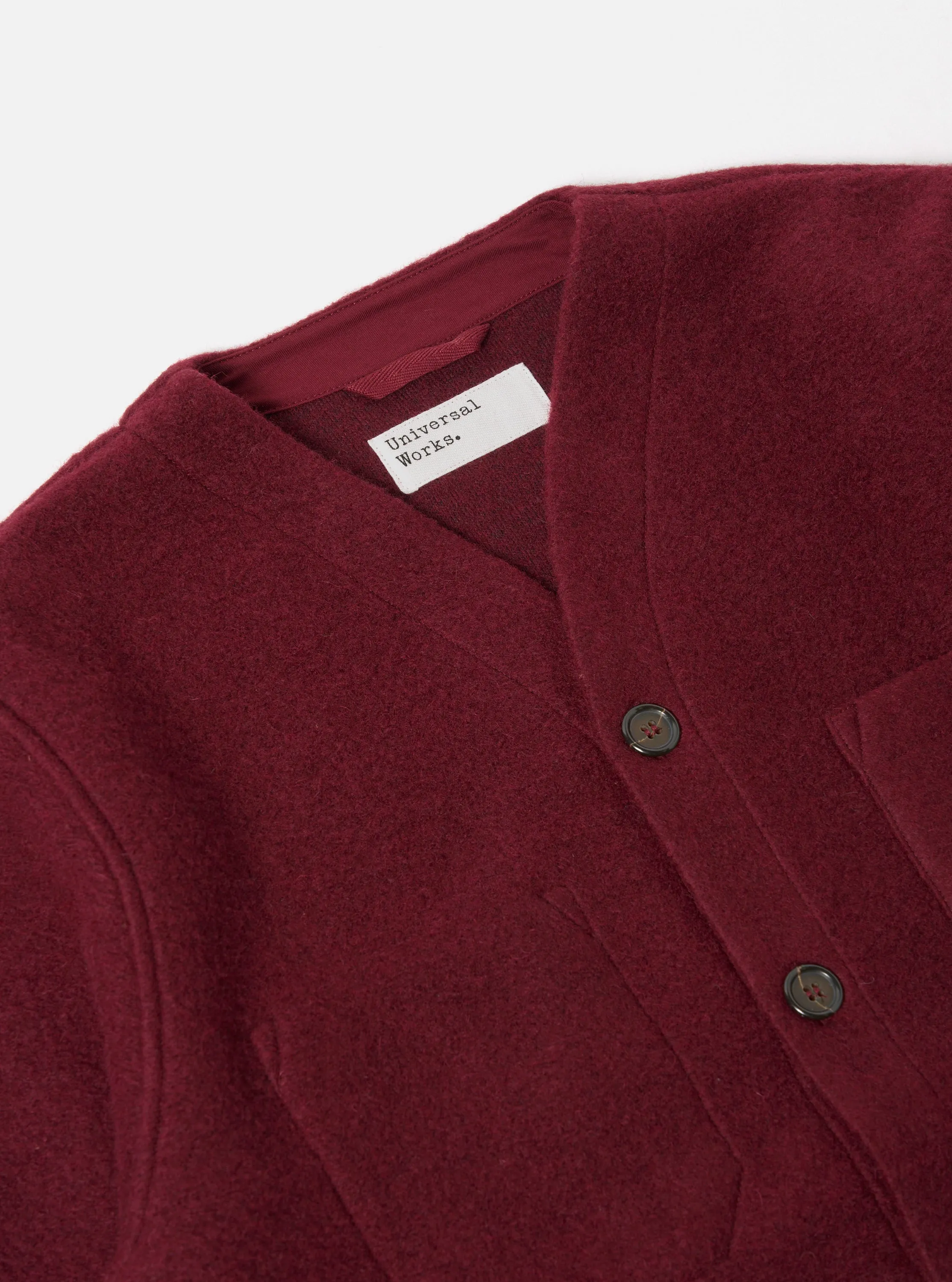 Universal Works Cardigan in Deep Red Wool Fleece sold by Universal Works product image thumbnail 3