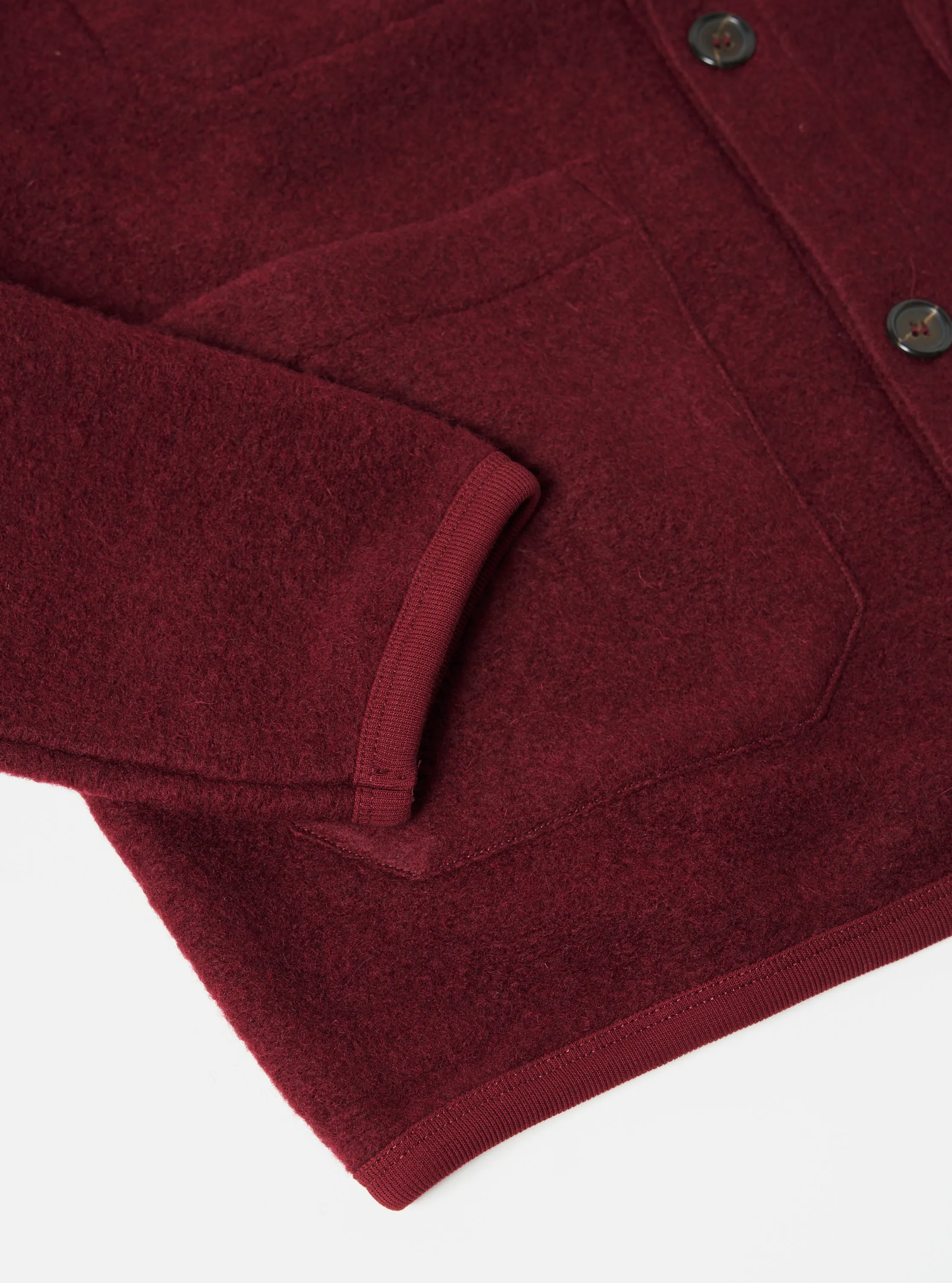 Universal Works Cardigan in Deep Red Wool Fleece sold by Universal Works product image thumbnail 5